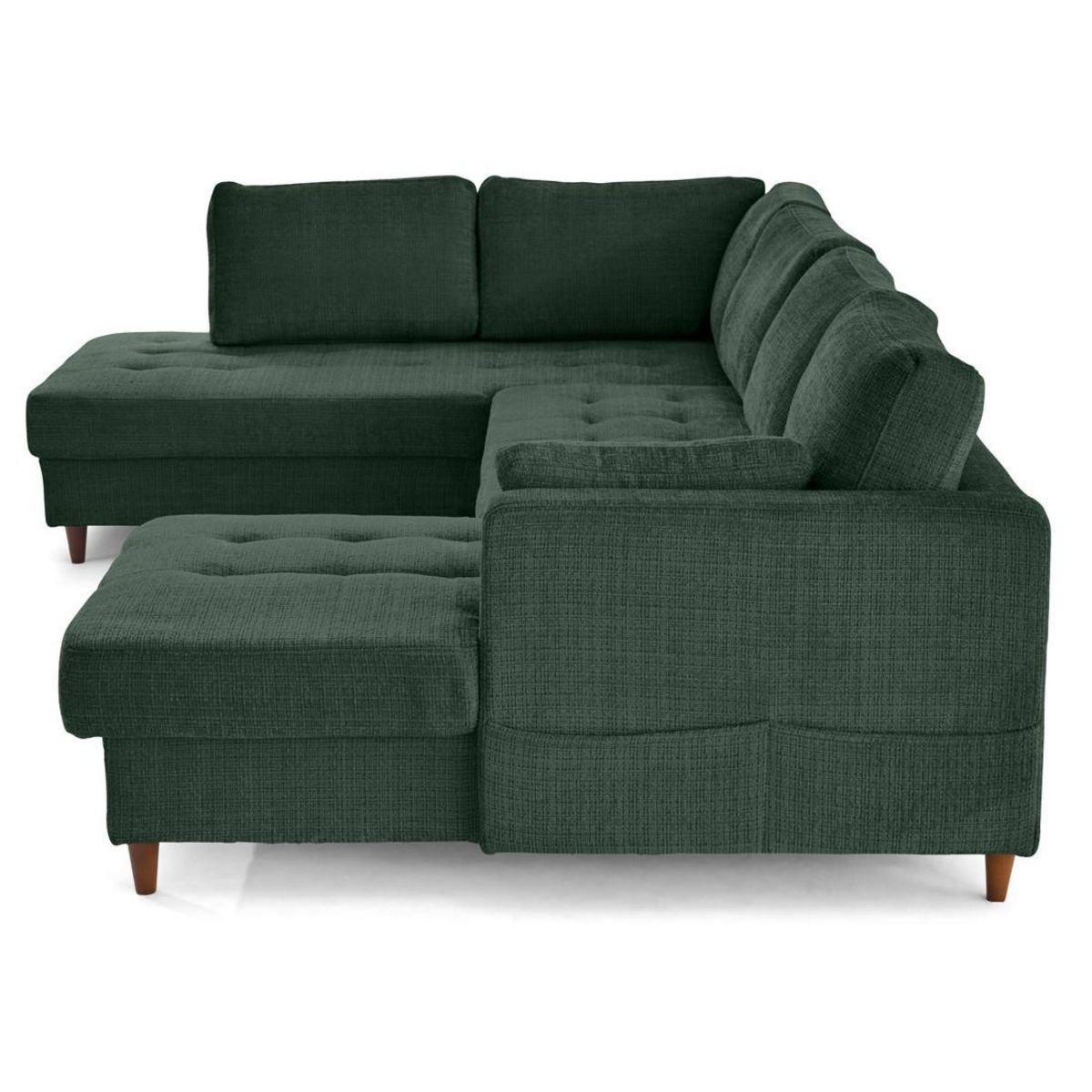 LISA DESIGN Anna - canapé panoramique d'angle gauche 7 places convertible avec coffre en velours texturé