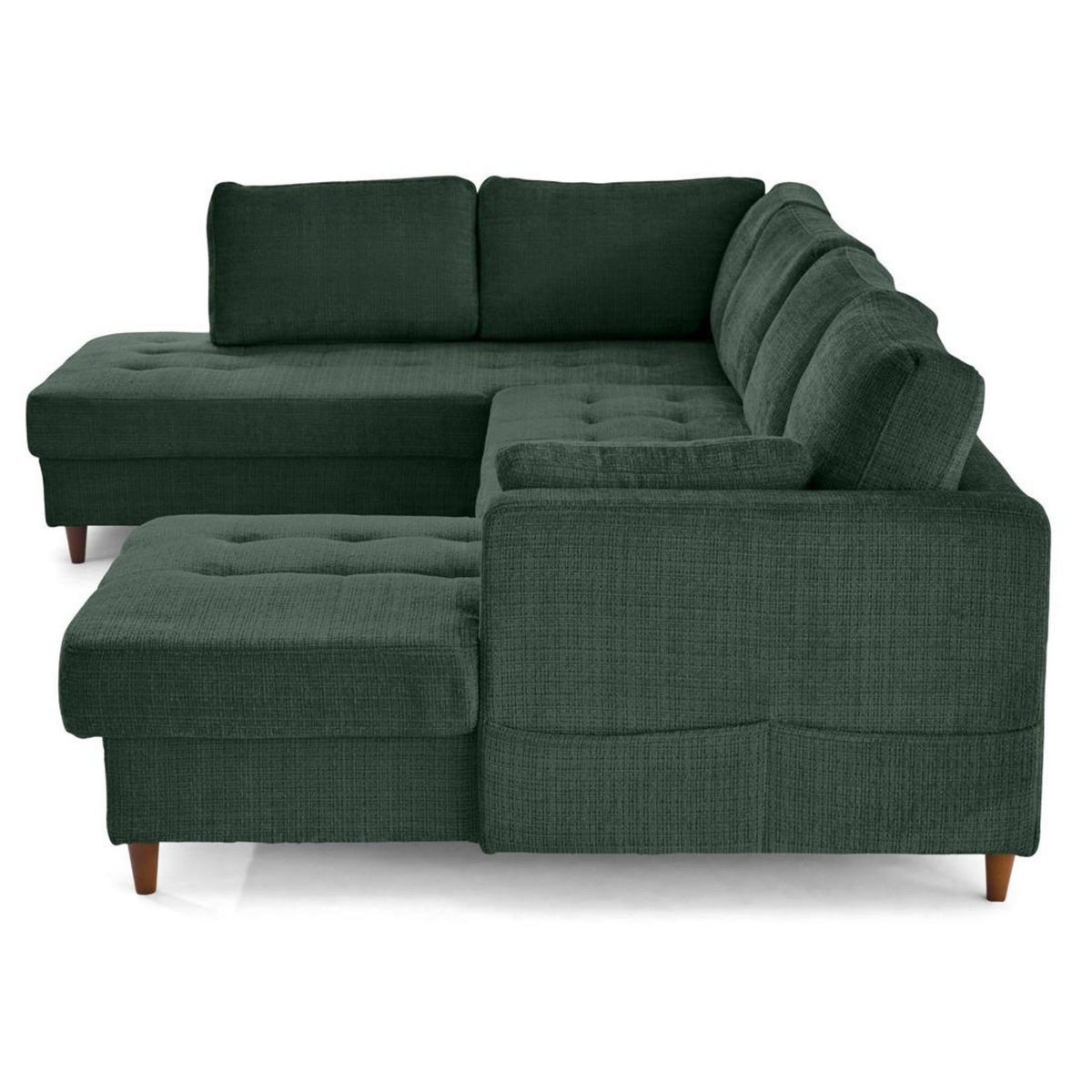 LISA DESIGN Anna - canapé panoramique d'angle gauche 7 places convertible avec coffre en velours texturé