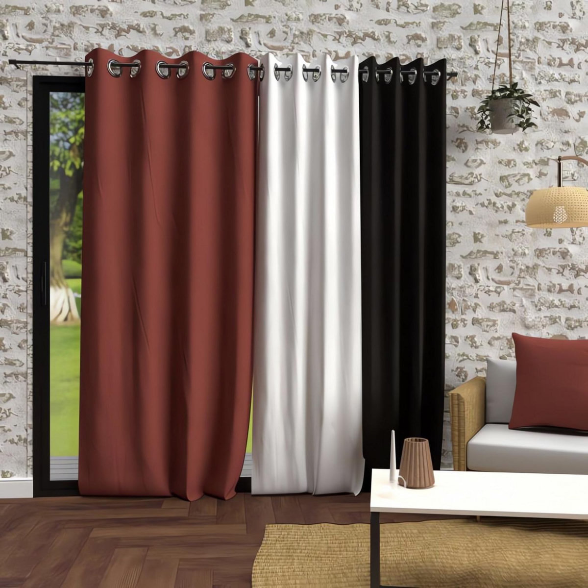 SOLEIL D'OCRE Rideau à oeillets en microfibre lavée BOHEME, par Soleil d'Ocre