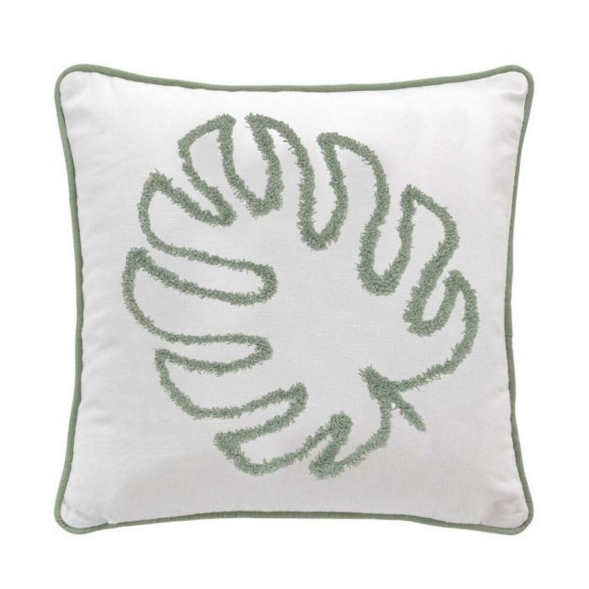 Paris Prix Housse de Coussin  Mahe  40x40cm Naturel & Vert