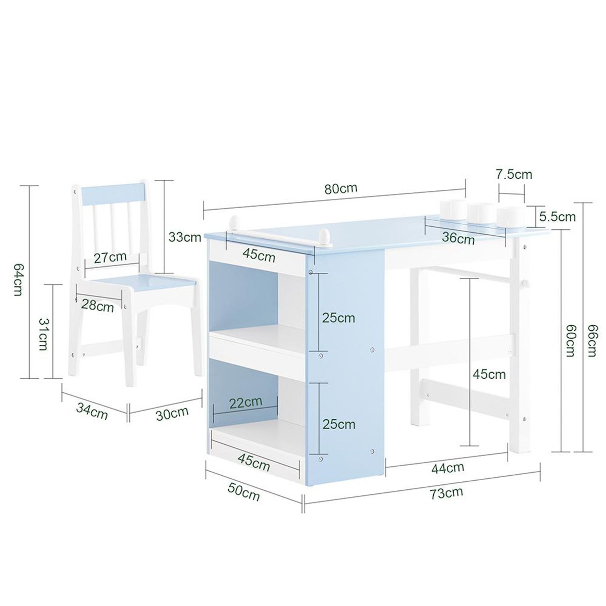 SOBUY SoBuy - Ensemble Table Et Chaise Enfant avec 2 étagères - Nordique - KMB60