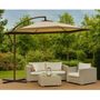 Voir la diapositive 2 : KZ GARDEN Parasol de Jardin Inclinable Ø300cm Design Sable et Bordure Marron - Parasol déporté Toile Polyester Anti UV KZ GARDEN