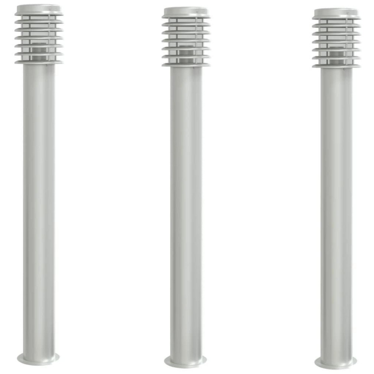 VIDAXL Lampadaires d'exterieur 3 pcs argente 110 cm acier inoxydable