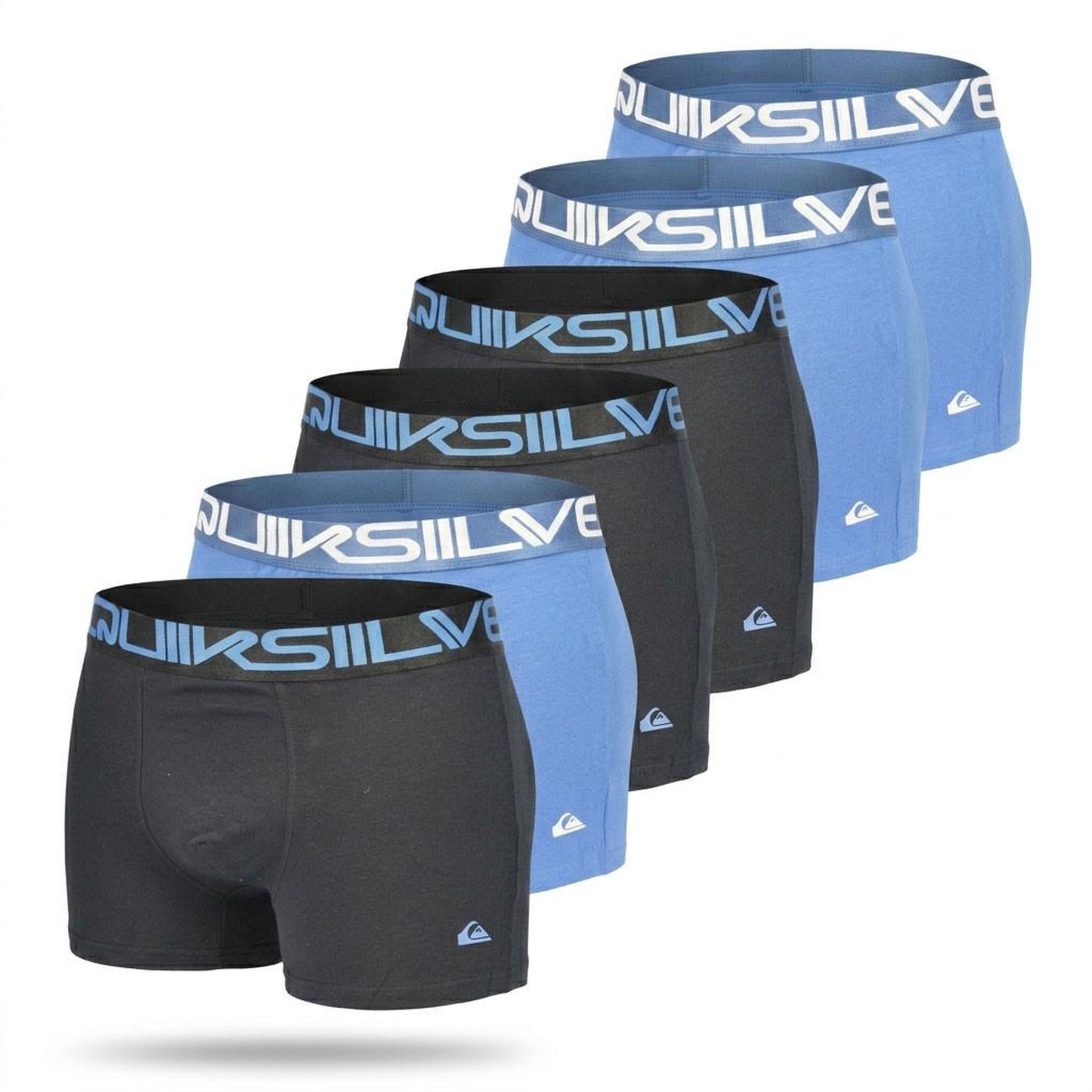 QUIKSILVER Quiksilver Pack de 6 Boxers Homme Coton Stretch Logo. Coloris disponibles : Multicolore, Bicolore, Noir / Bleu