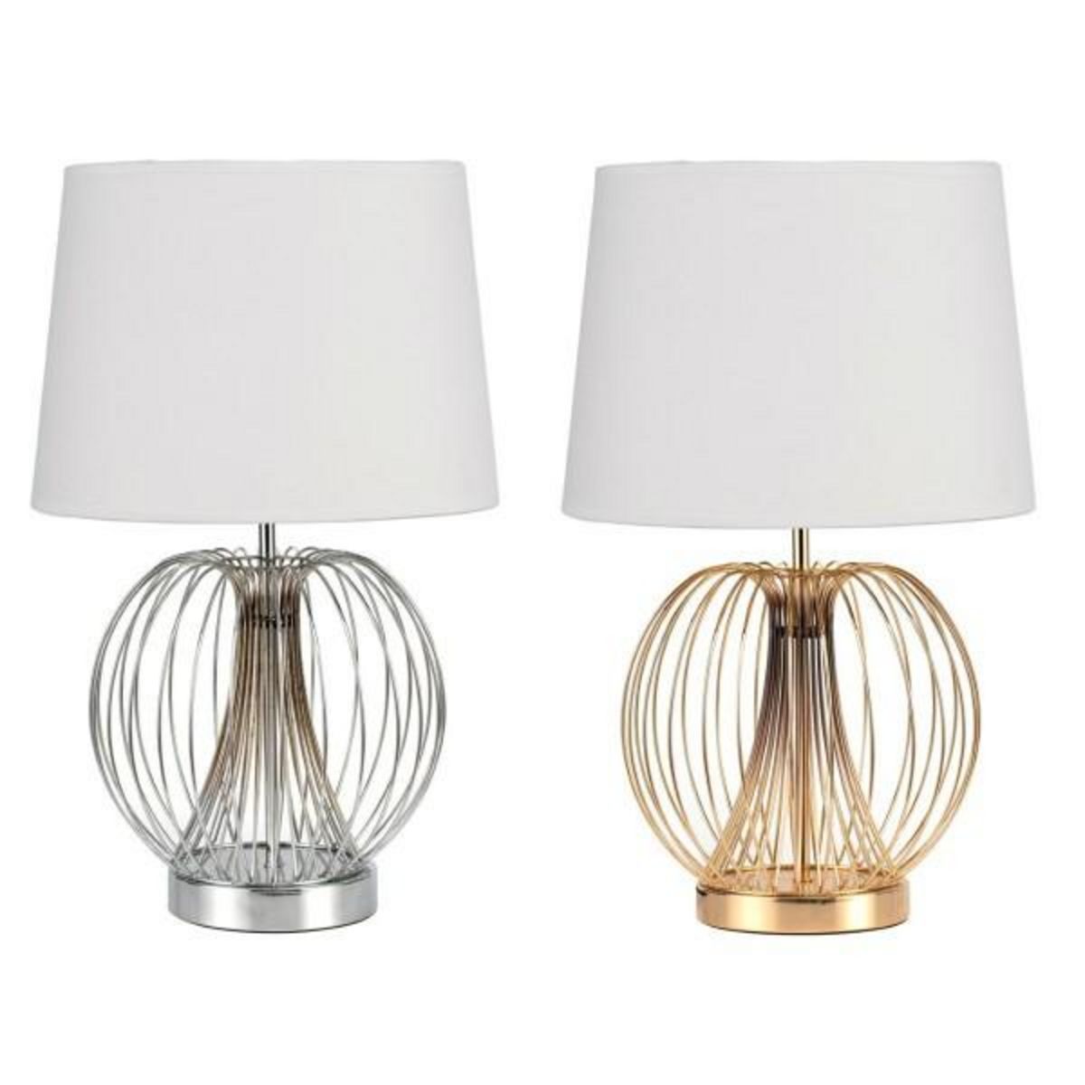 MARKET24 Lampe de bureau DKD Home Decor 32.5 x 32.5 x 52 cm Métal Blanc 220 V 50 W (2 Unités)