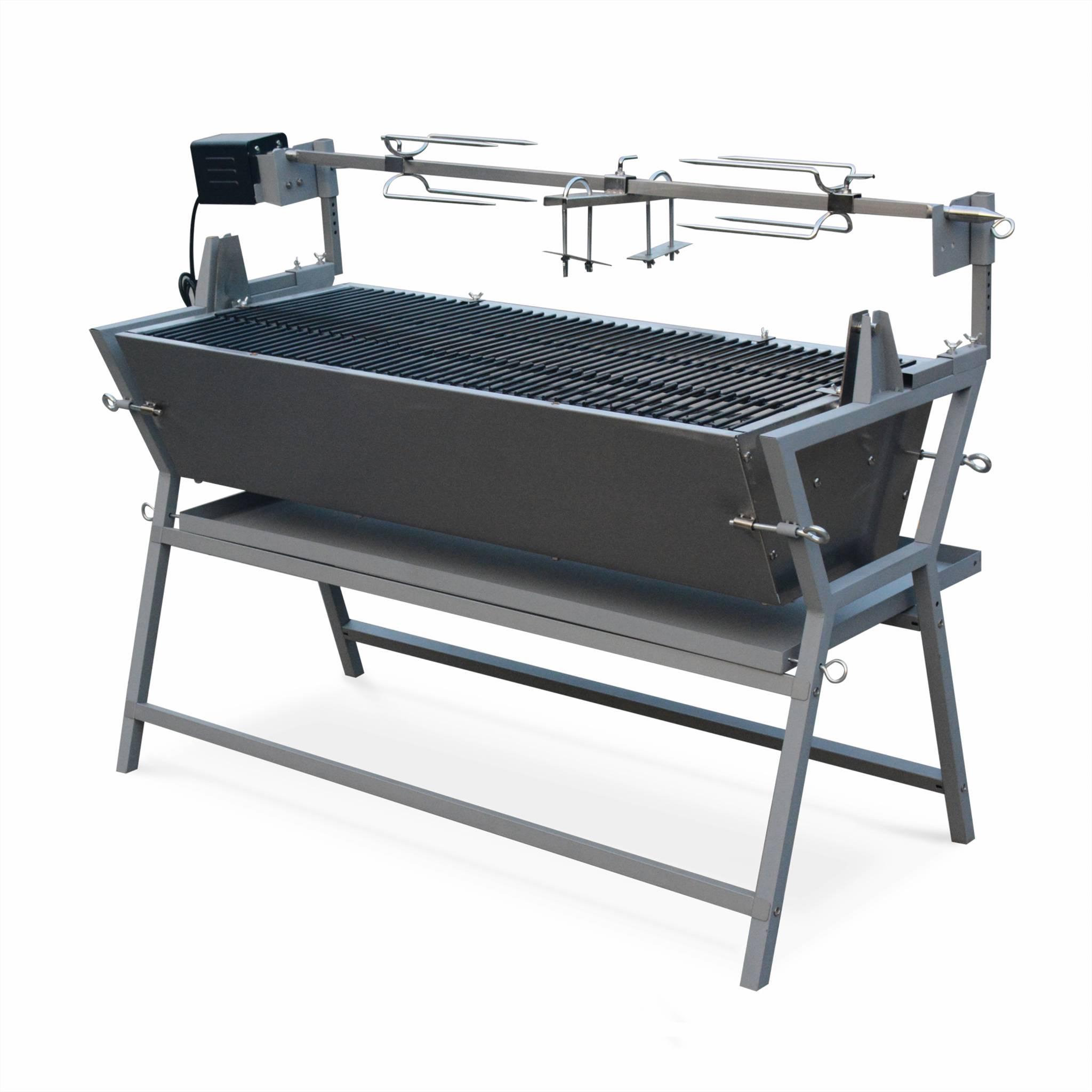 Voir la diapositive 1 : SWEEEK Rôtissoire électrique inclinable -  Mathurin Inox - Tournebroche. barbecue au charbon de bois à moteur pour grillades réceptions