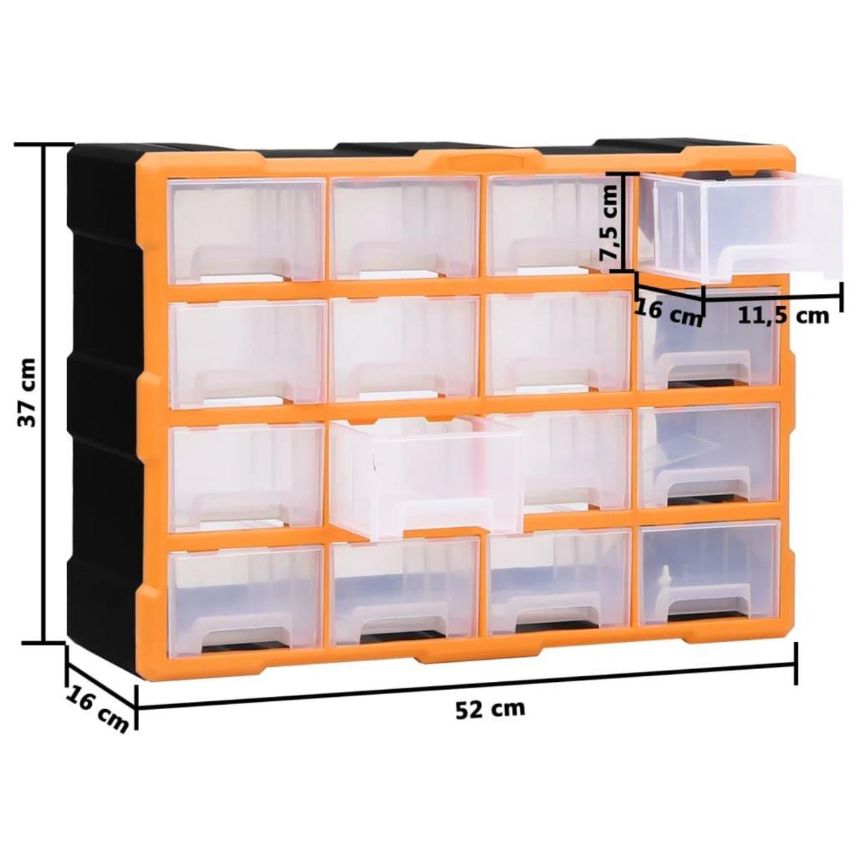 VIDAXL Organisateur multi-tiroirs avec 16 tiroirs centraux 52x16x37 cm