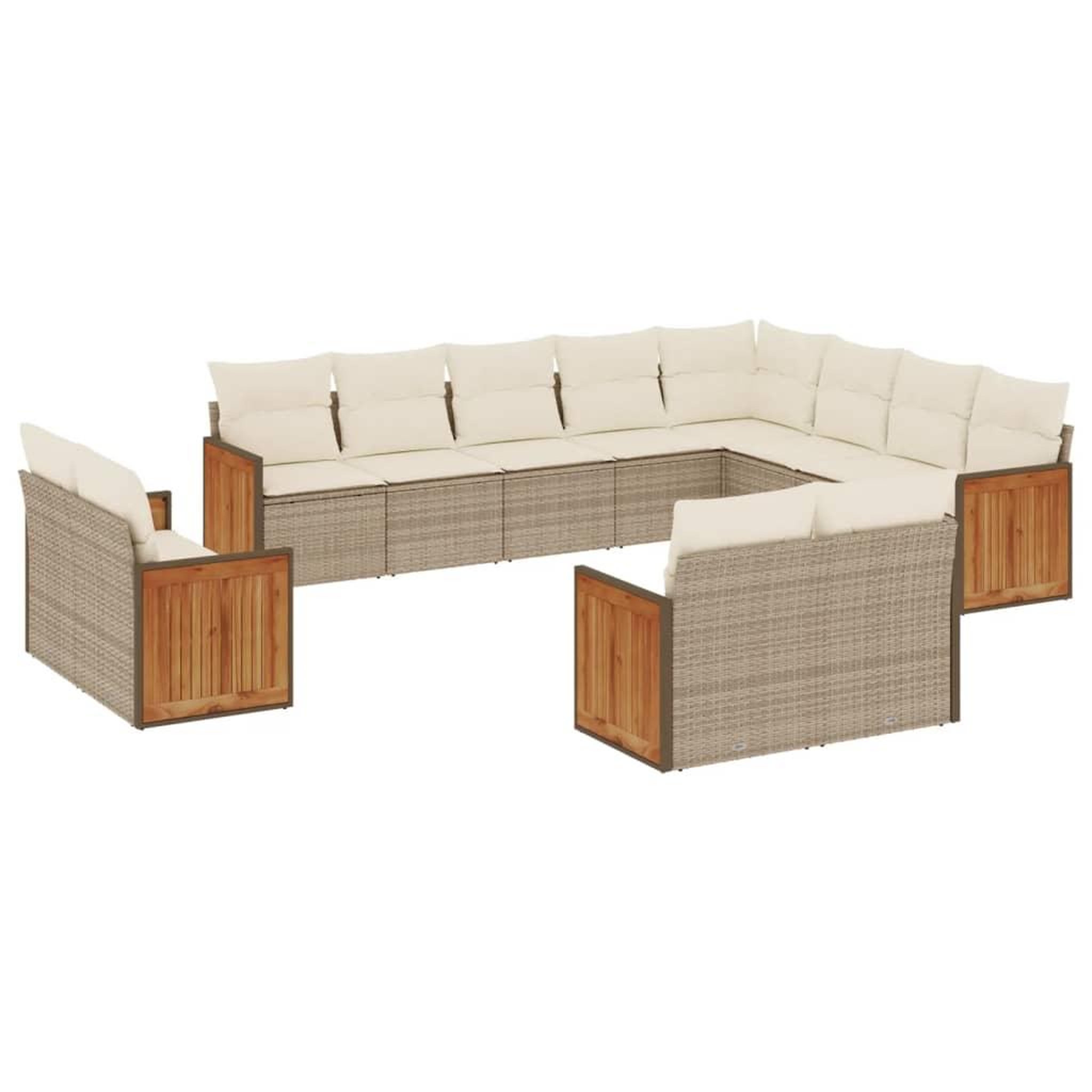 Voir la diapositive 2 : VIDAXL Salon de jardin avec coussins 12 pcs beige resine tressee