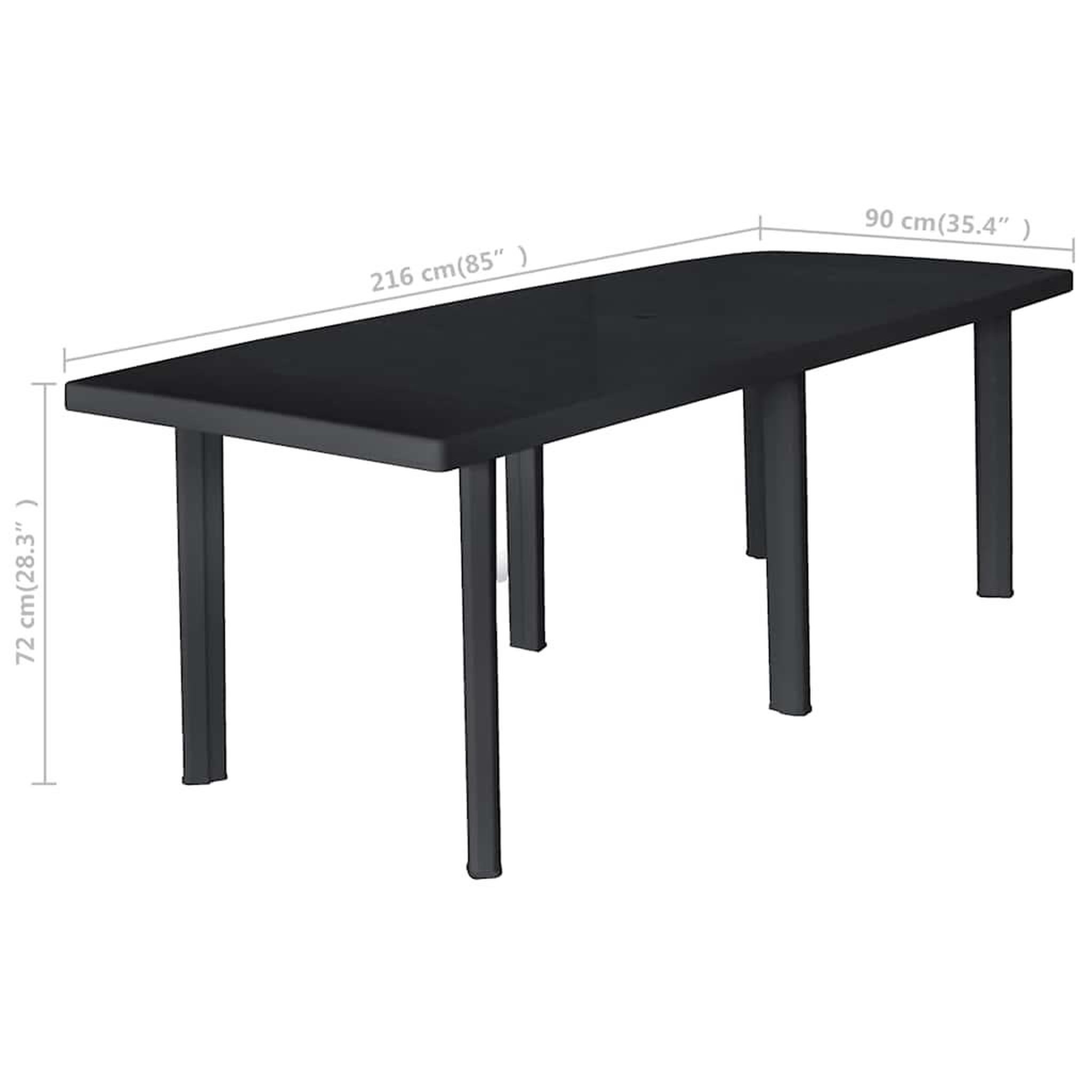 Voir la diapositive 3 : VIDAXL Table de jardin Anthracite 216x90x72 cm Plastique