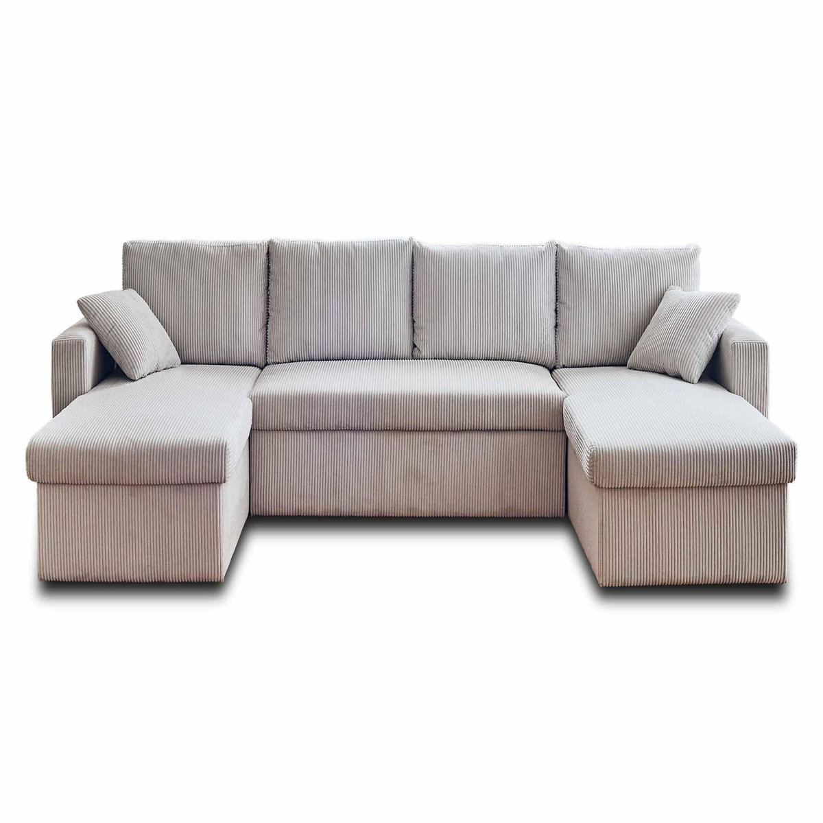 BEST MOBILIER Cyrus - canapé panoramique en u - 7 places - convertible avec coffre - en velours côtelé