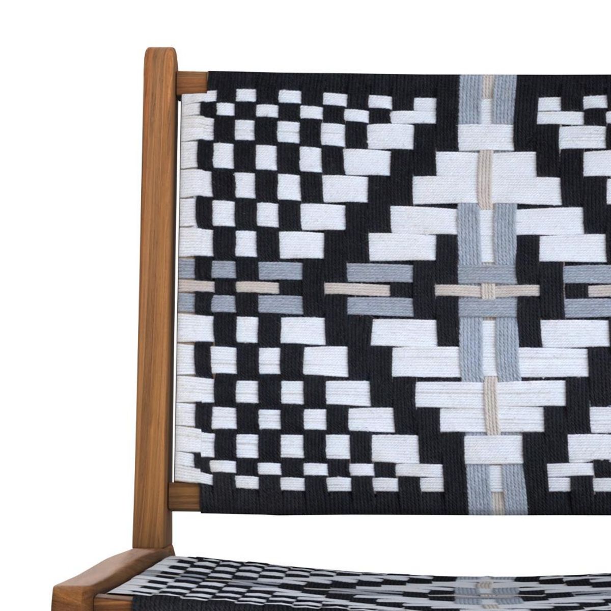 Rendez vous déco Fauteuil noir et blanc en bois de teck et laine tressée - Callie