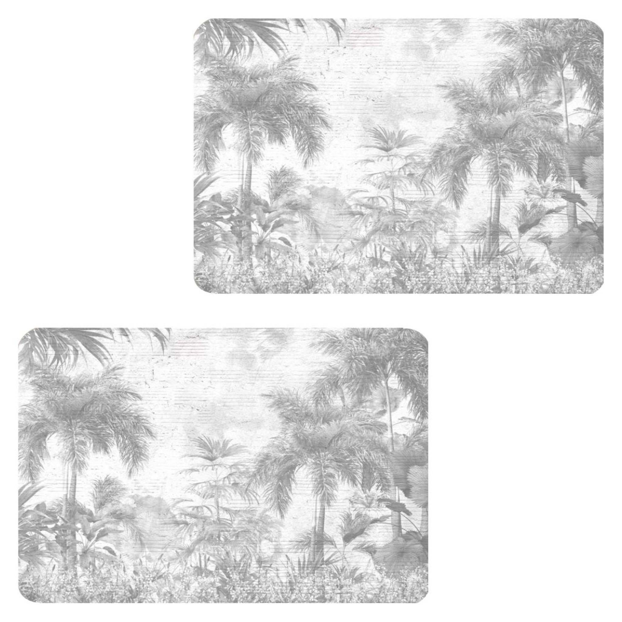 TOILINUX Lot de 2 sets de table motifs jungle SAGE - 28 x 43 cm - Gris et blanc