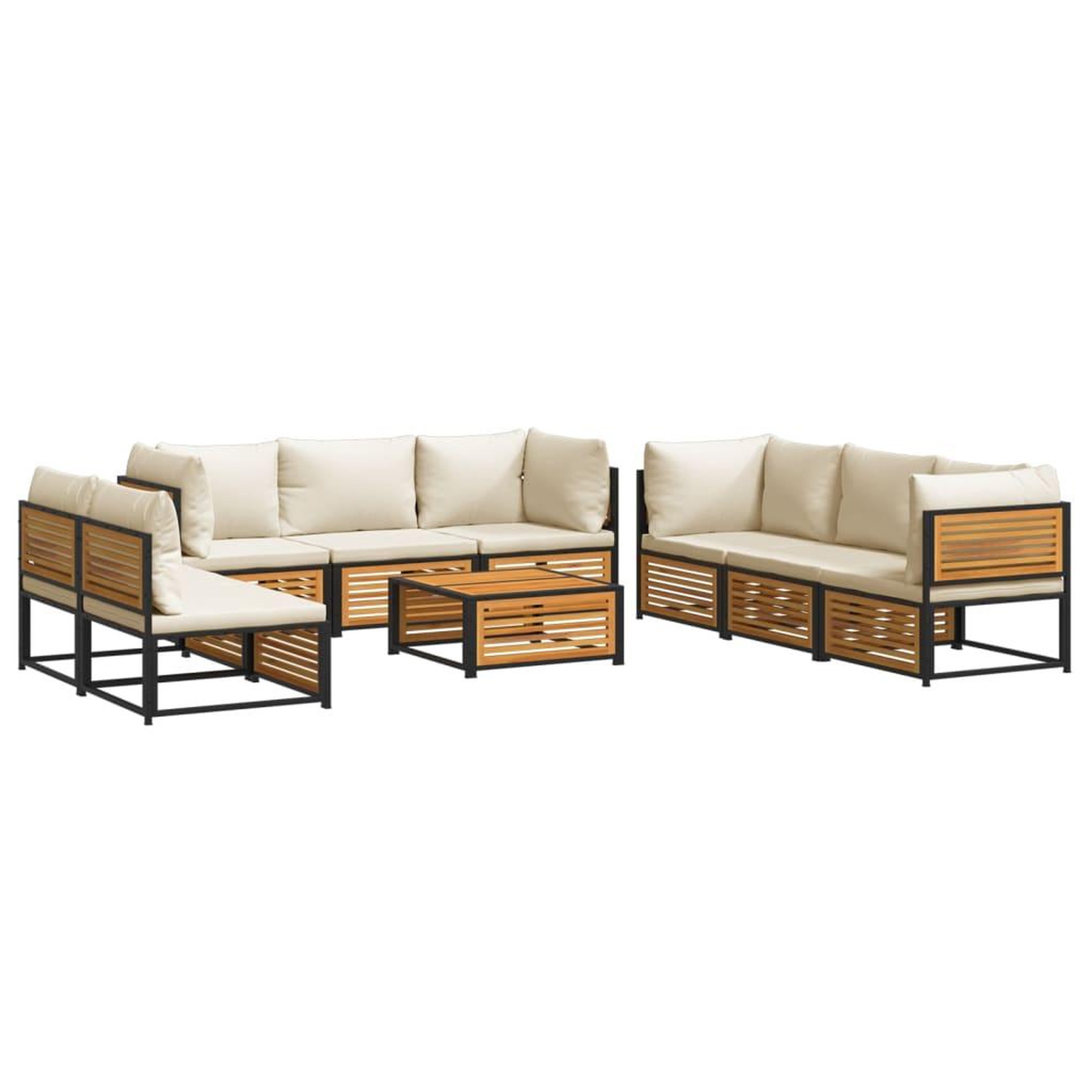 Voir la diapositive 2 : VIDAXL Salon de jardin avec coussins 9 pcs bois massif d'acacia
