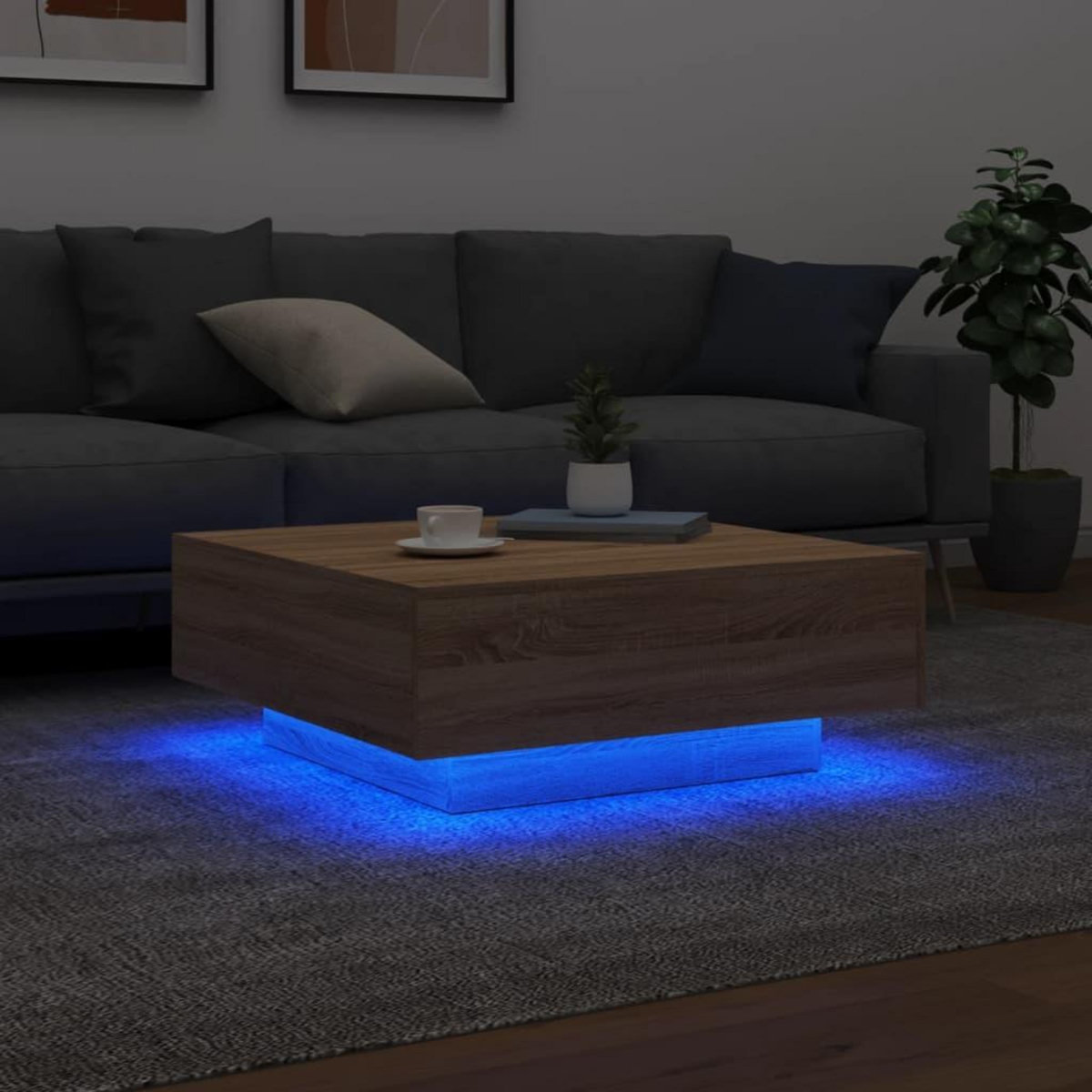 VIDAXL Table basse avec lumieres LED chene sonoma 80x80x31 cm