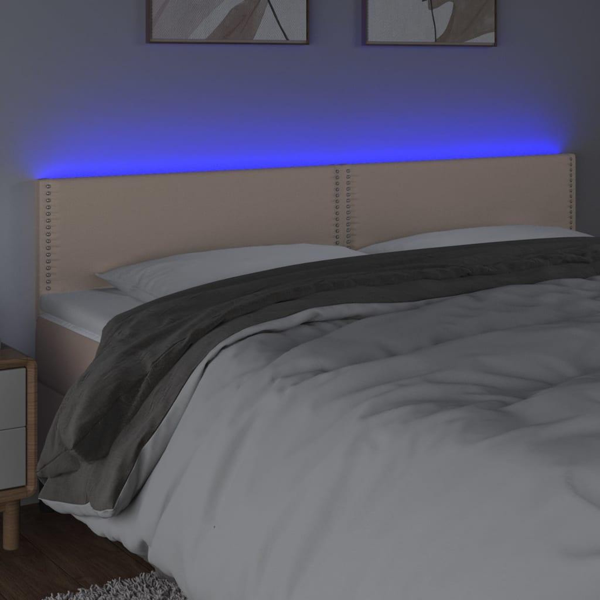 Voir la diapositive 3 : VIDAXL Tete de lit a LED Cappuccino 160x5x78/88 cm Similicuir