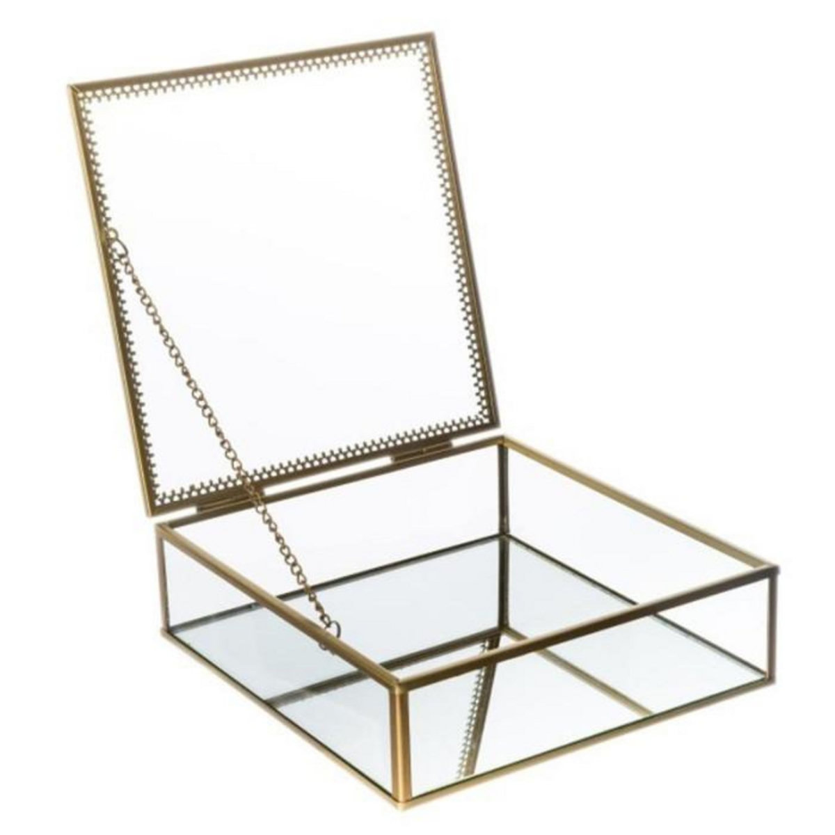 ATMOSPHERA Lot de 2 Boîtes à Bijoux en Verre  Stylish  18cm Or