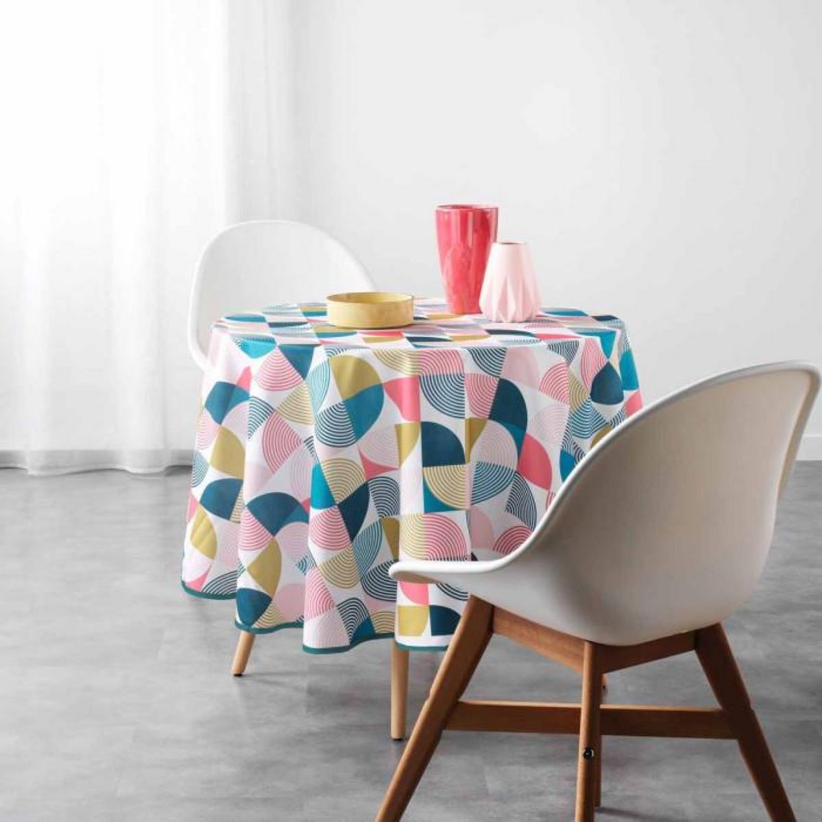 Paris Prix Nappe Ronde Antitache  Rythmo  180cm Multicolore