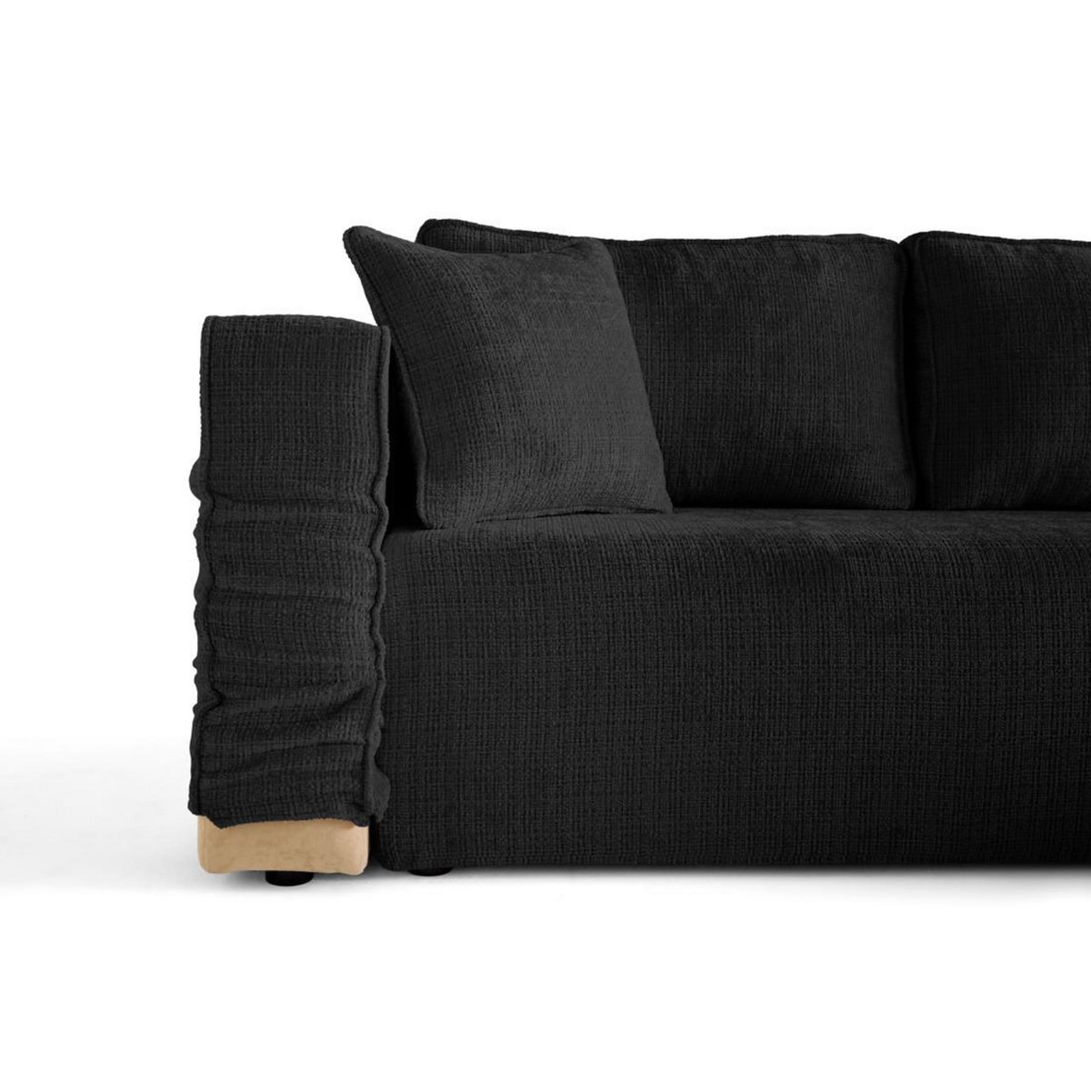 BEST MOBILIER Topaze - canapé d'angle déhoussable réversible 4 places en velours texturé