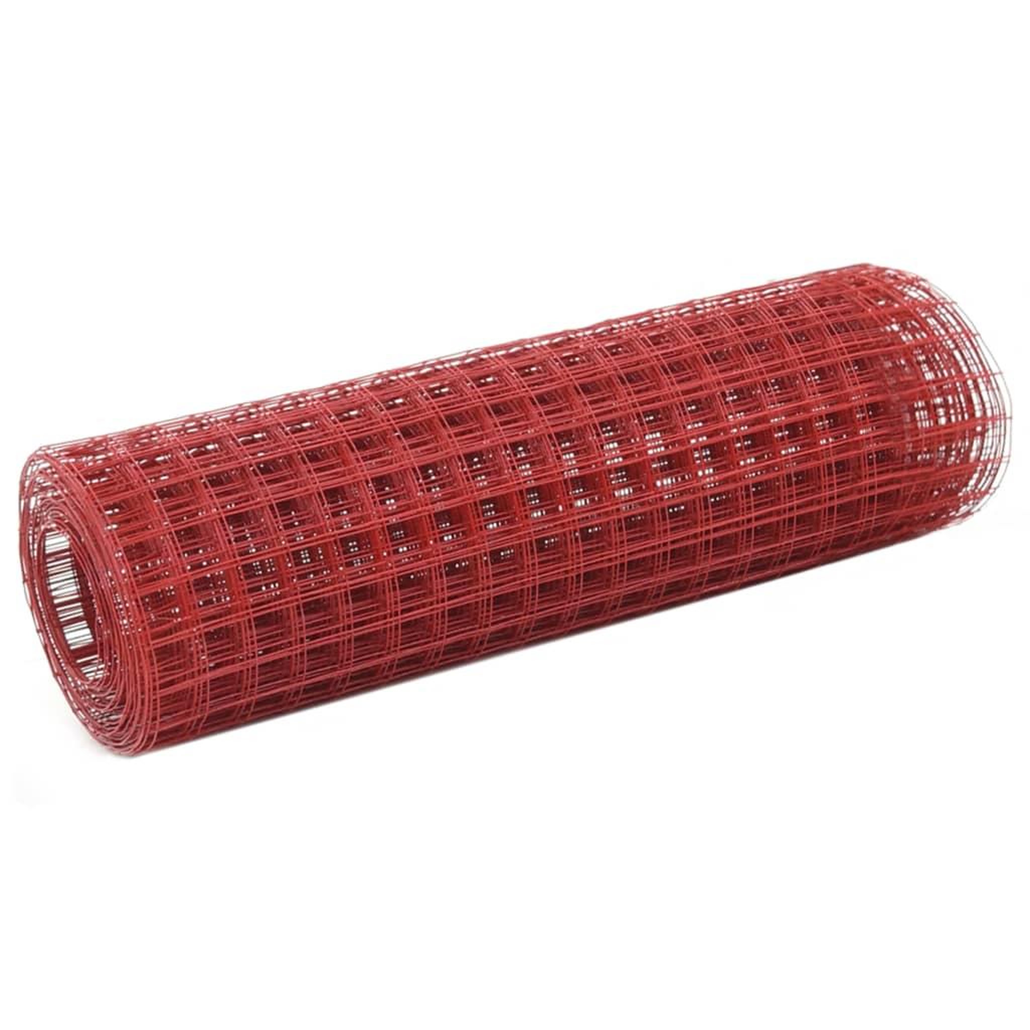 VIDAXL Grillage Acier avec revetement en PVC 25x0,5 m Rouge