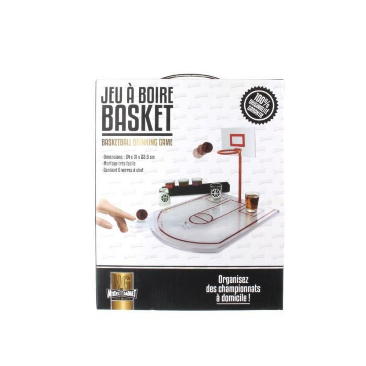 Paris Prix Jeu à Boire 6 Verres à Shot  Basket  36cm Blanc