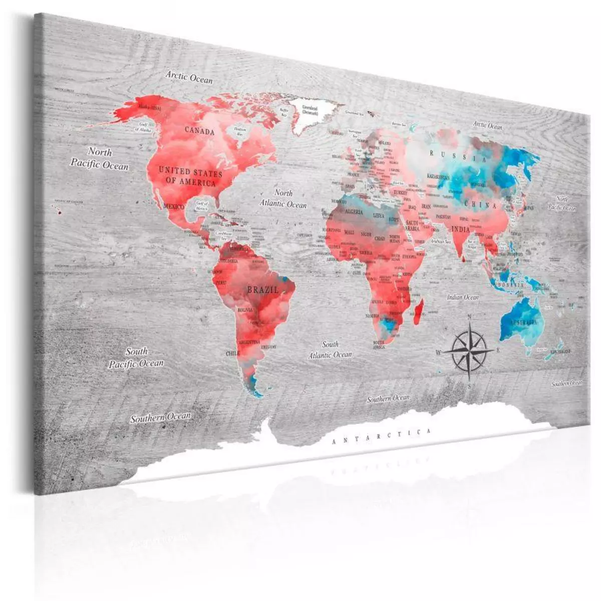Paris Prix Tableau Imprimé  World Map : Red Roam 