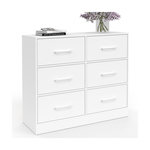 ID MARKET Commode 6 tiroirs en tissu UPPAH 80 cm meuble de rangement bois blanc
