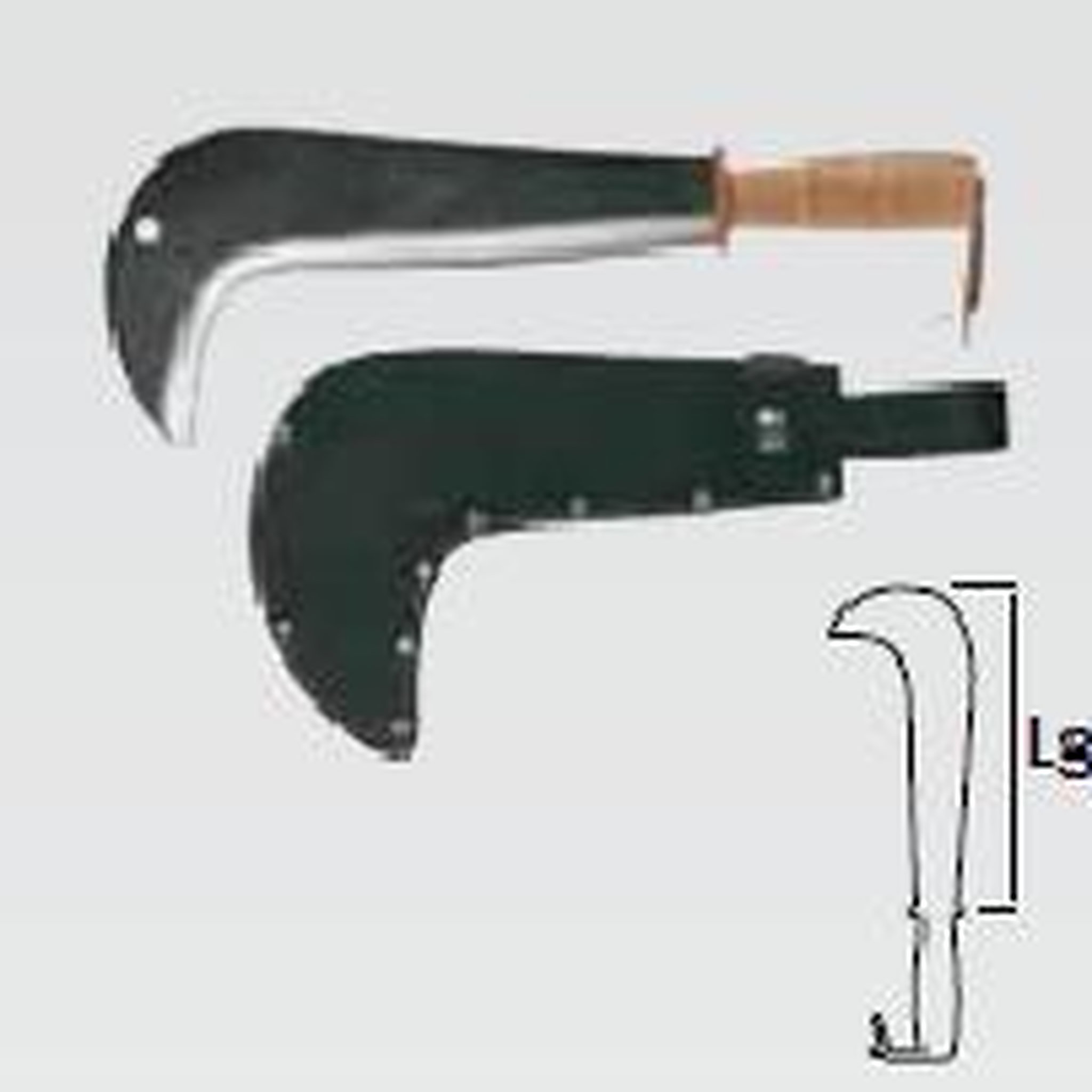 Leborgne Serpe chasseur - 20 cm avec étui en cuir - manche cuir