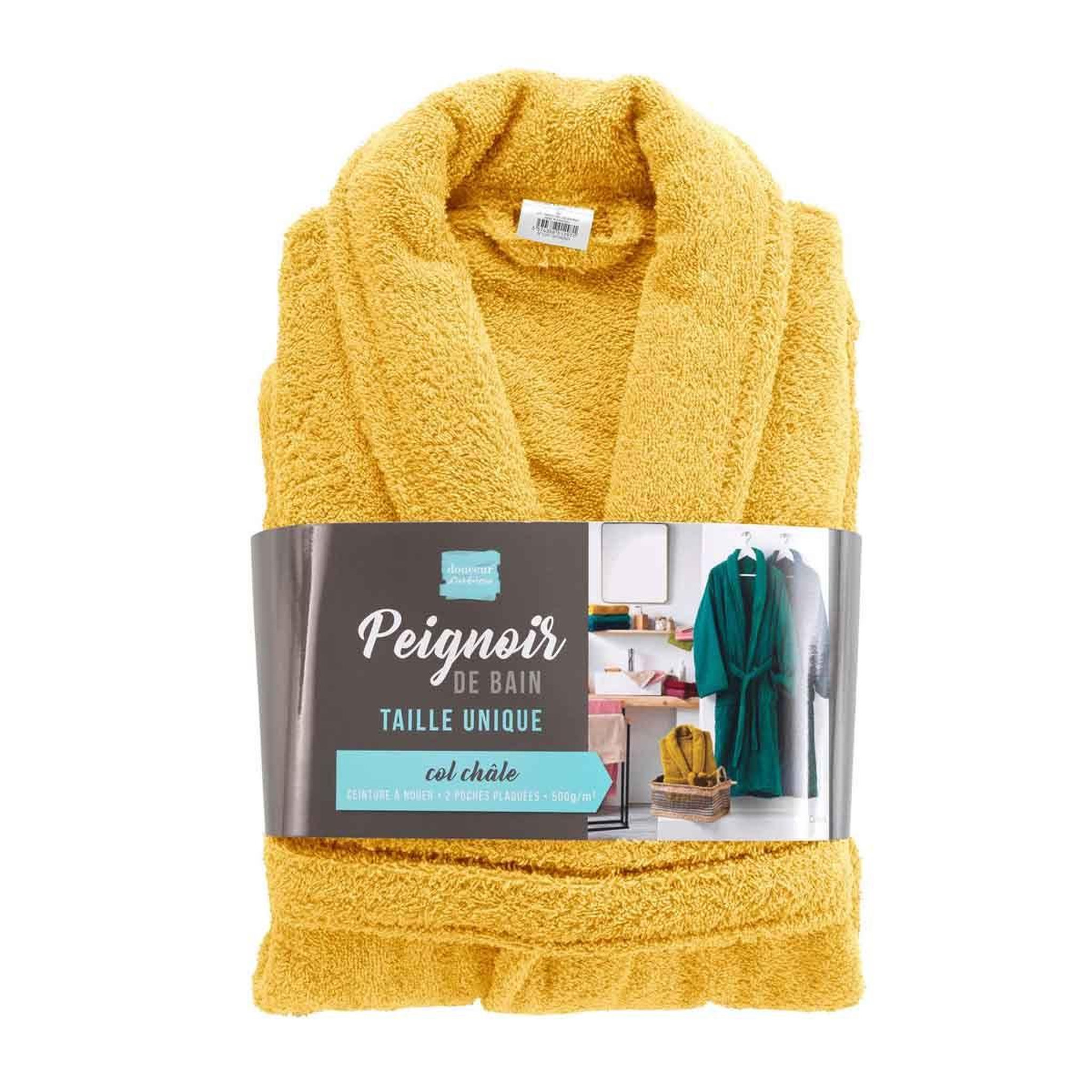 Voir la diapositive 6 : Douceur d'Intérieur Peignoir col châle en coton  tendresse  mimosa