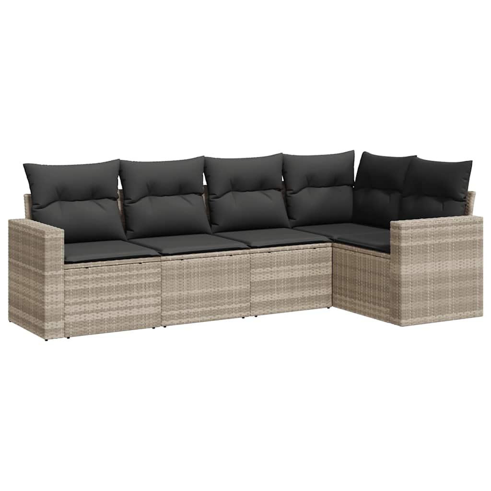 Voir la diapositive 2 : VIDAXL Salon de jardin 5 pcs avec coussins gris clair resine tressee