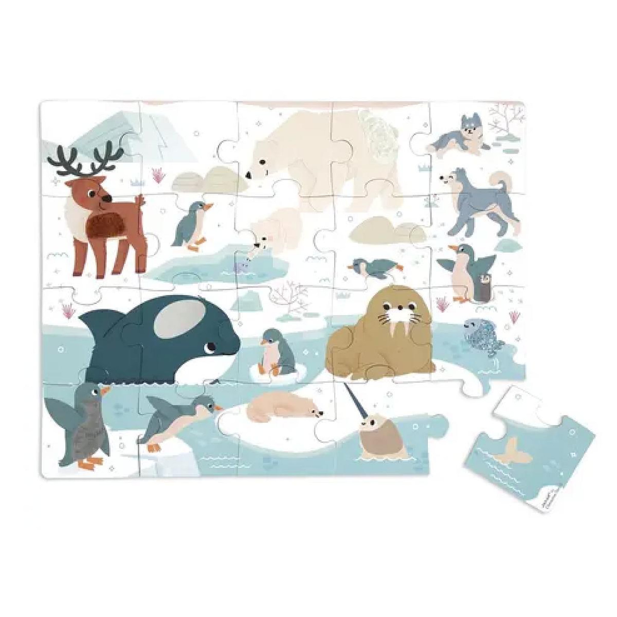 Voir la diapositive 2 : JANOD Puzzle Tactile Enfant 20 Pieces - Animaux Polaires