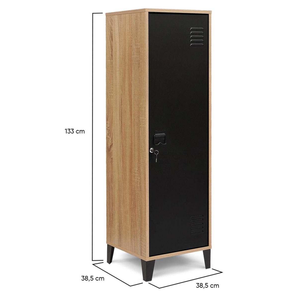 ID MARKET Armoire vestiaire ESTER bois porte métal noir design industriel