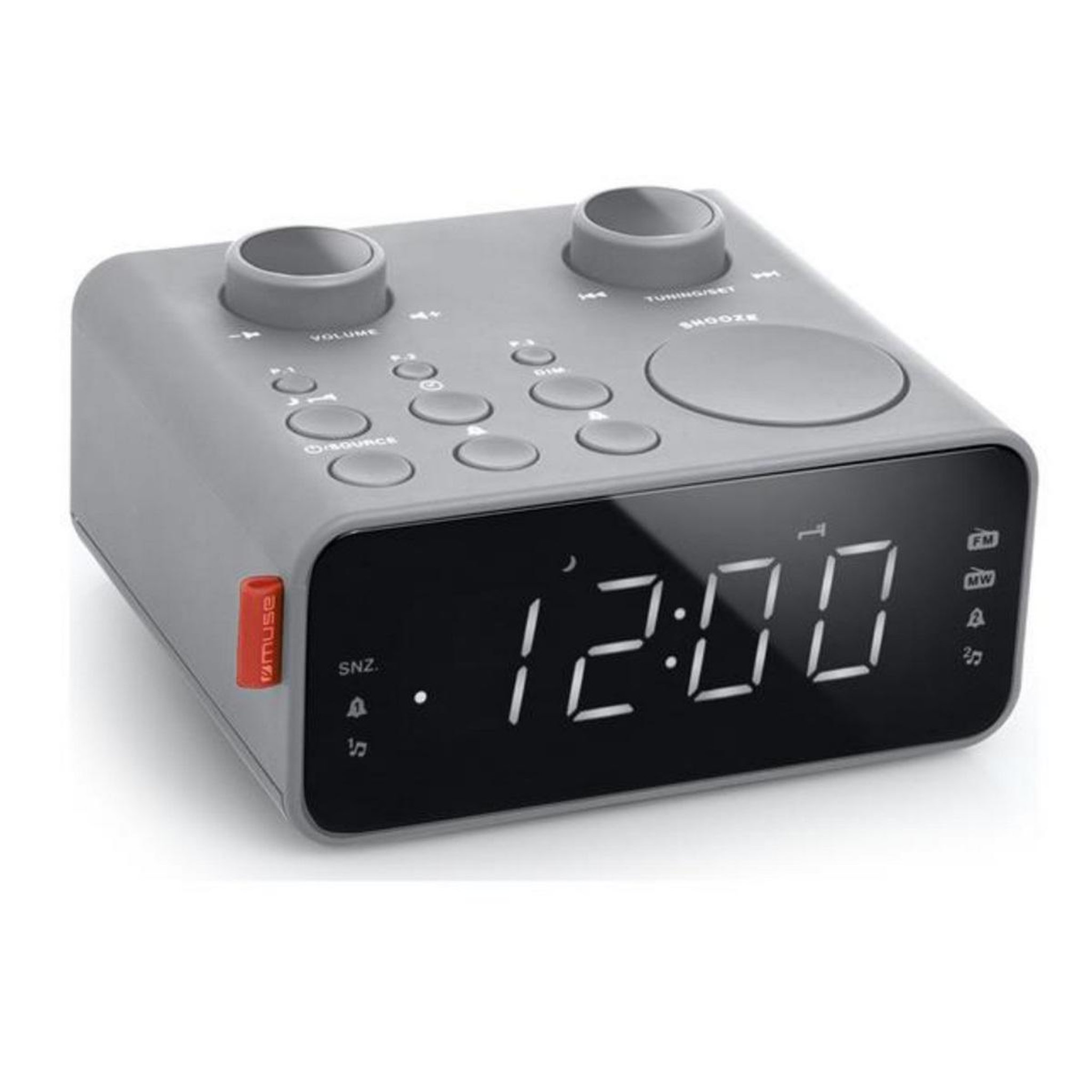 Muse Radio-réveil double alarme gris - M17LG