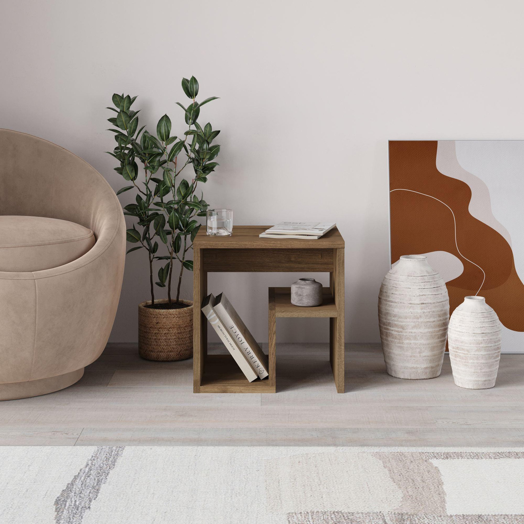 Voir la diapositive 3 : Habitat et Jardin Table d'appoint en bois  bon  40 x 35 x 40 cm - hitit