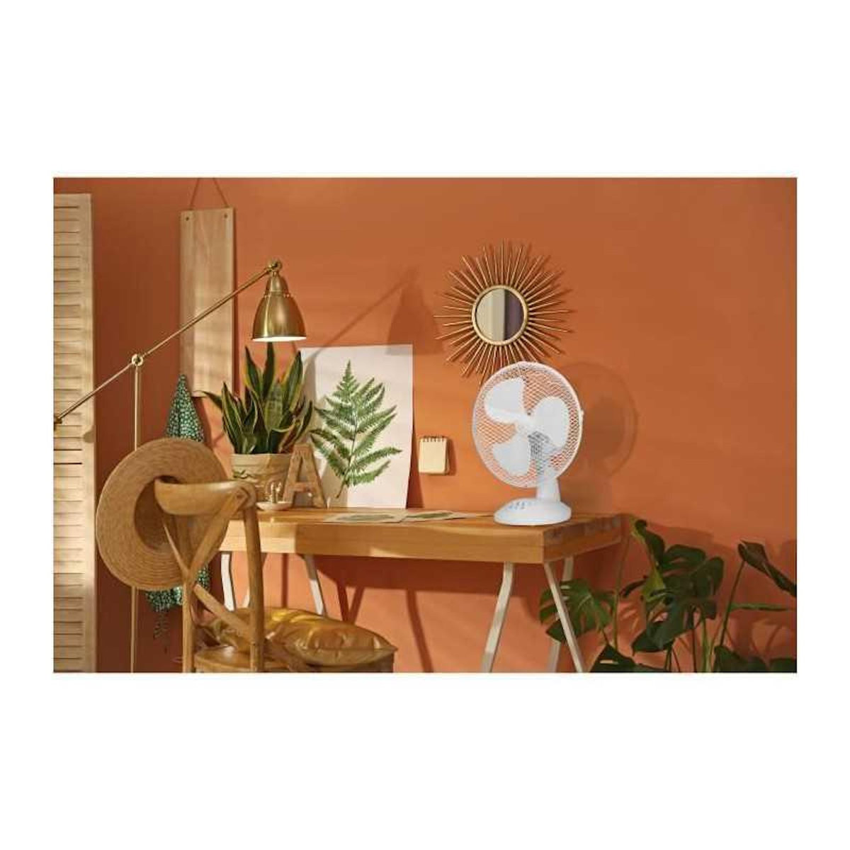 OCEANIC Ventilateur de table OCEANIC - 30W - Diametre 23 cm - 2 vitesses - Oscillant - Blanc
