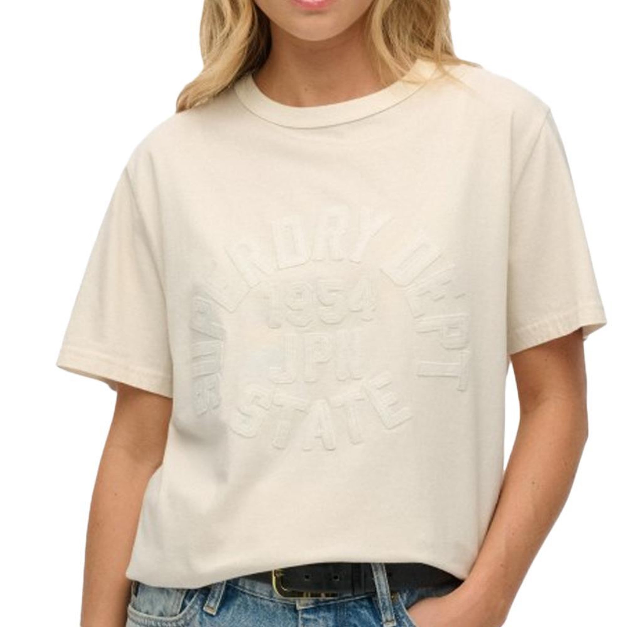SUPERDRY T-Shirt Blanc Femme Superdry Athletic Tonal. Coloris disponibles : Blanc