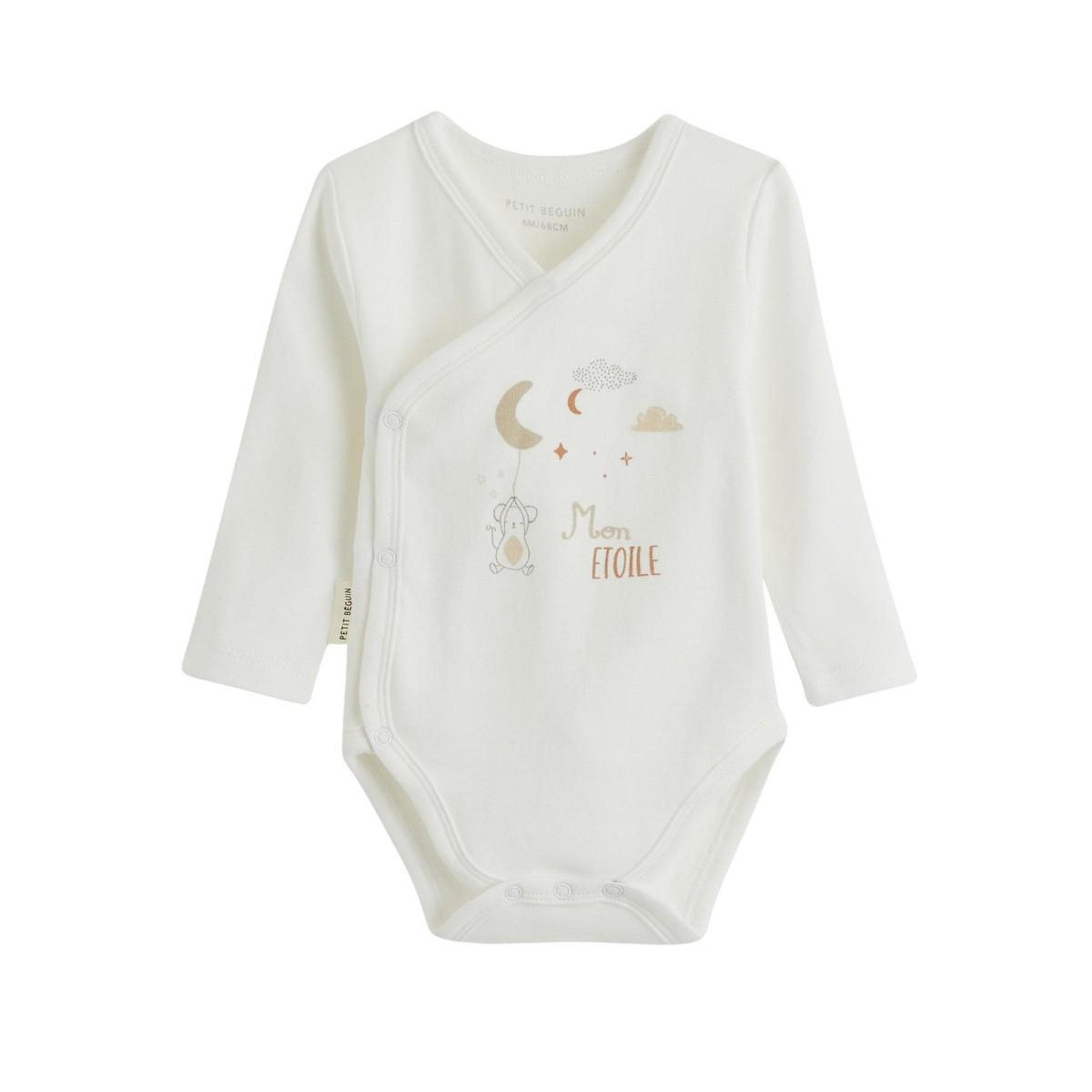 Voir la diapositive 5 : Petit Béguin Lot de 2 bodies bébé manches longues ouverture croisée eliah