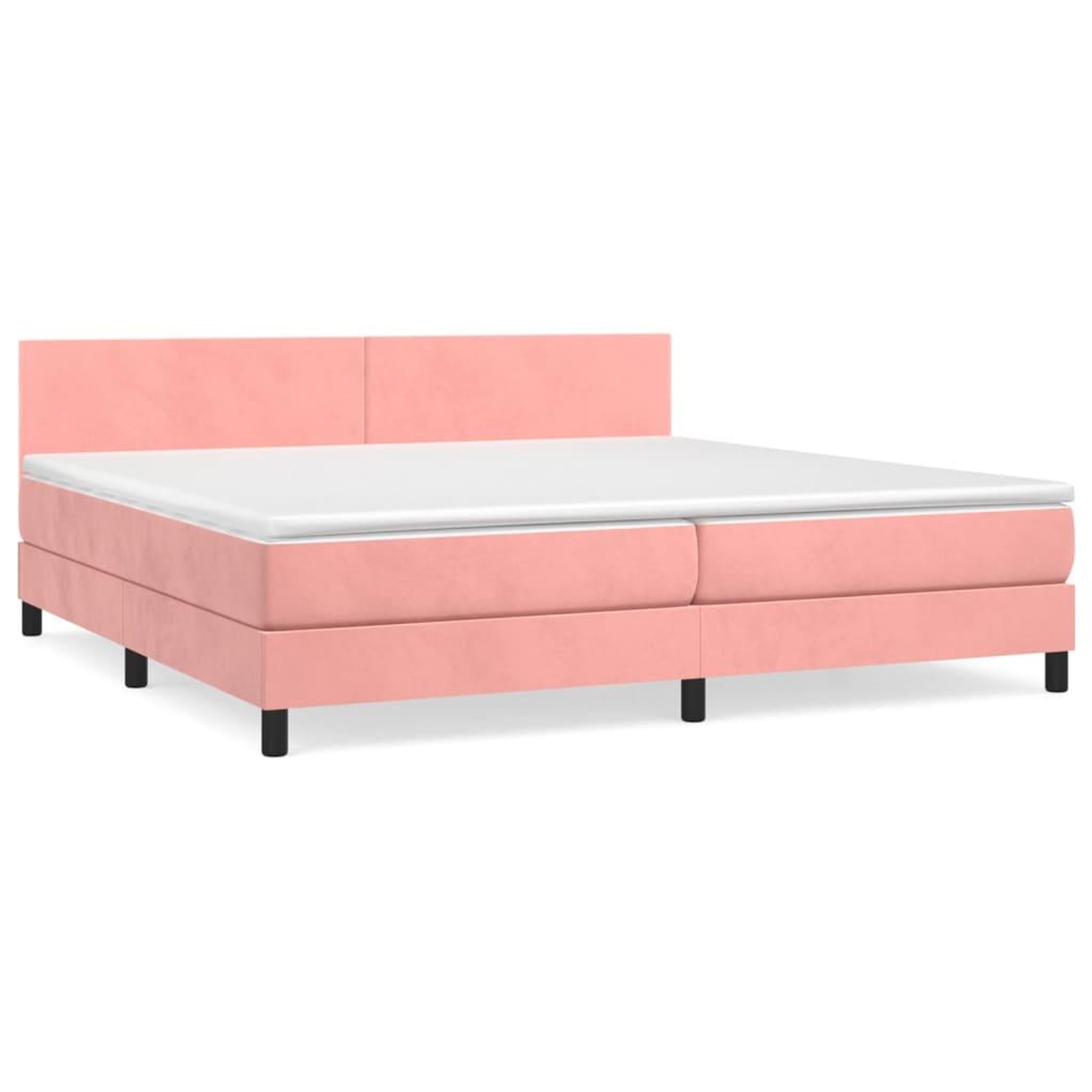 Voir la diapositive 2 : VIDAXL Sommier a lattes de lit avec matelas Rose 200x200 cm Velours