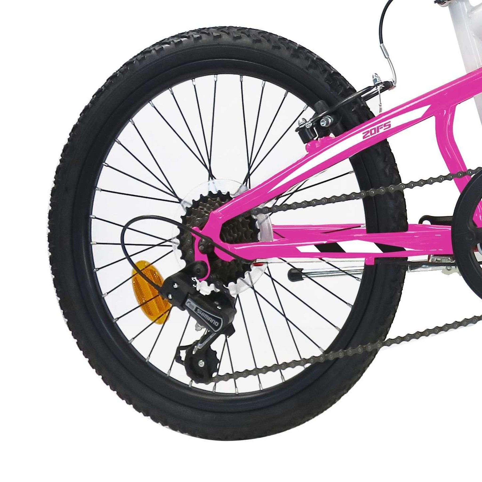 Voir la diapositive 2 : FREERIDER Vélo enfant - VTT 20'' Fille - Tout Suspendu - Frein à disque avant - 6 Vitesses - Dérailleur Shimano