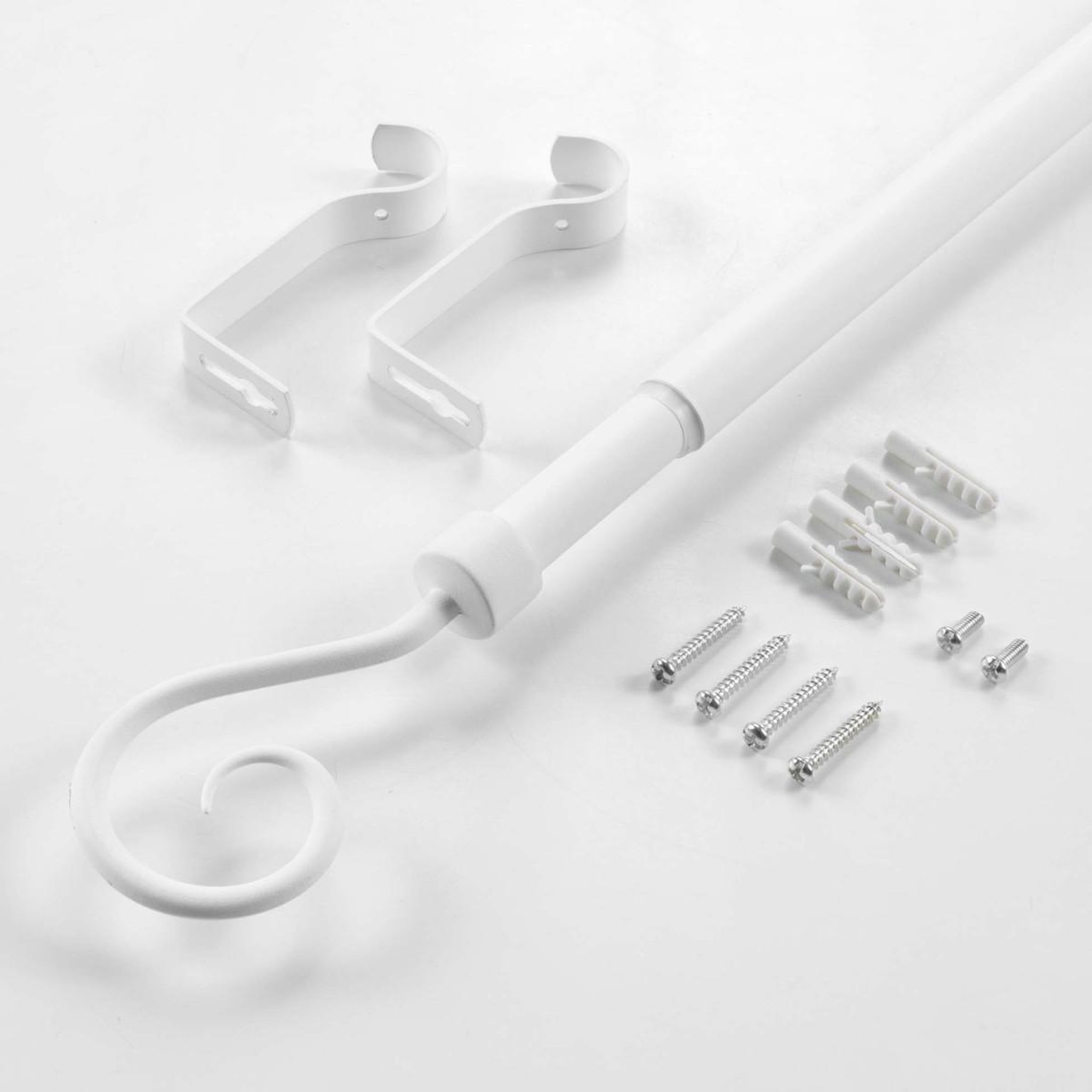 Voir la diapositive 3 : Douceur d'Intérieur Kit tringle à rideau extensible  arabesque  120-210cm blanc