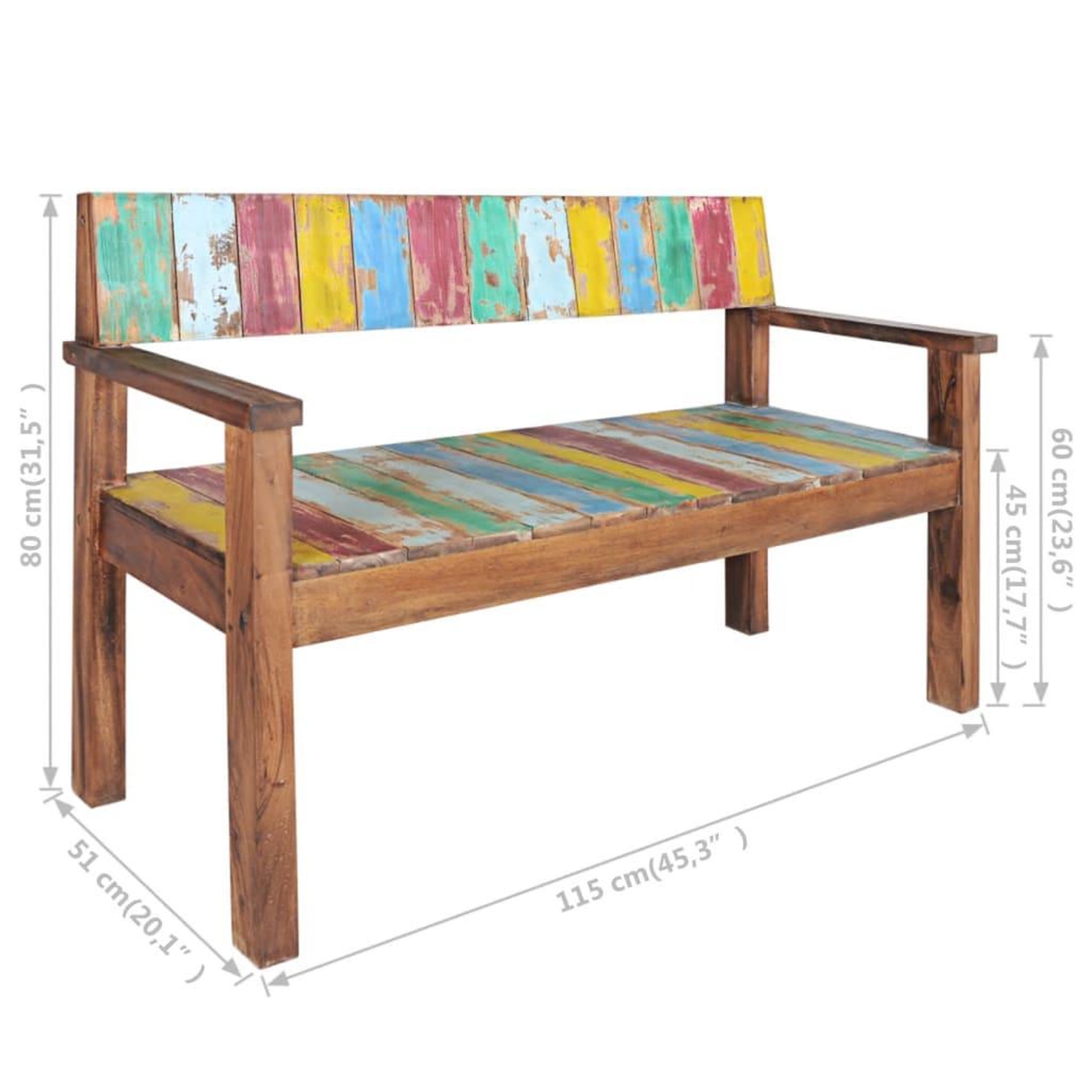 Voir la diapositive 6 : VIDAXL Banc 115 cm Bois de recuperation massif