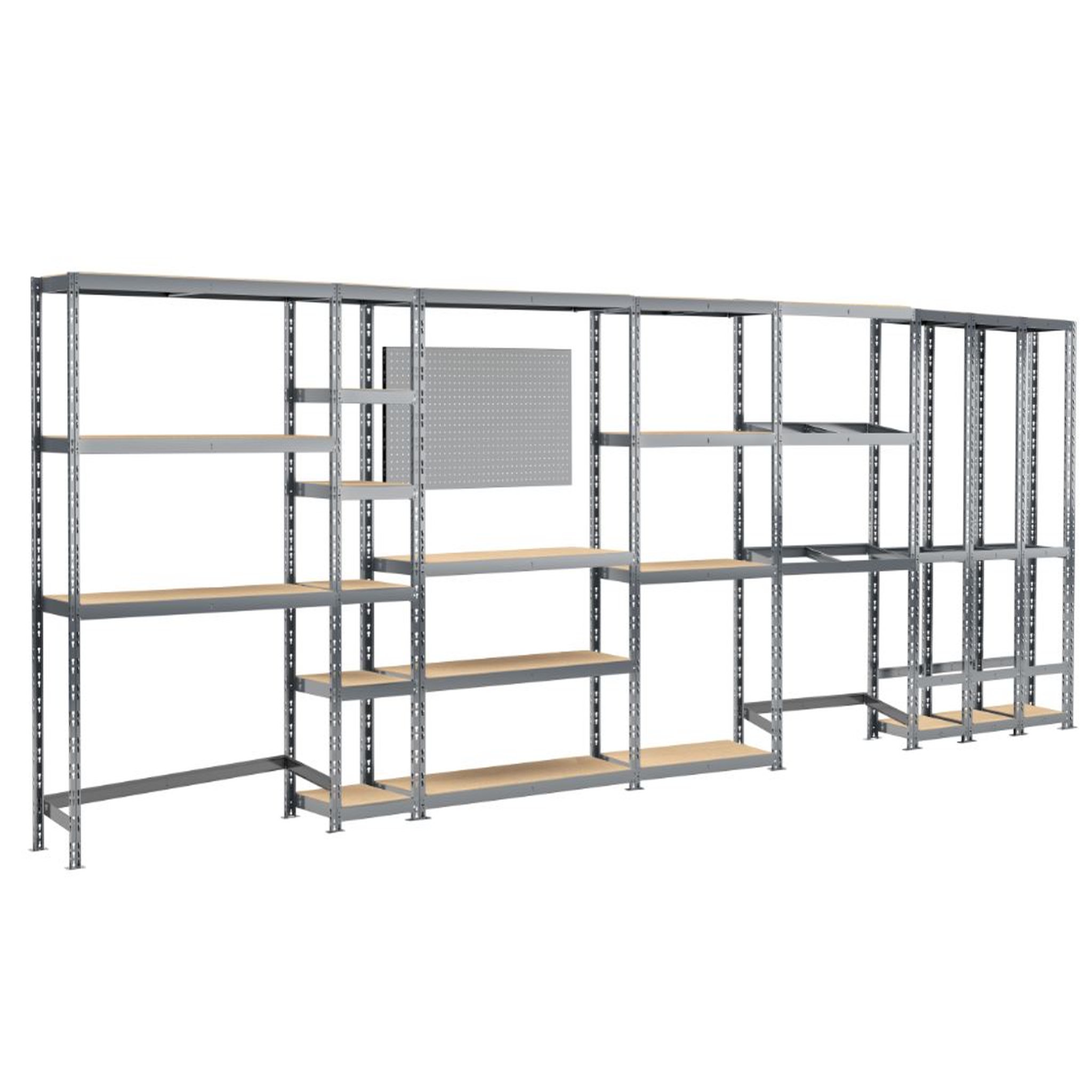 Voir la diapositive 1 : Concept rangement de garage MODULÖ STORAGE SYSTEME EXTENSION 6 étagères 24 plateaux longueur 605 cm pour garage