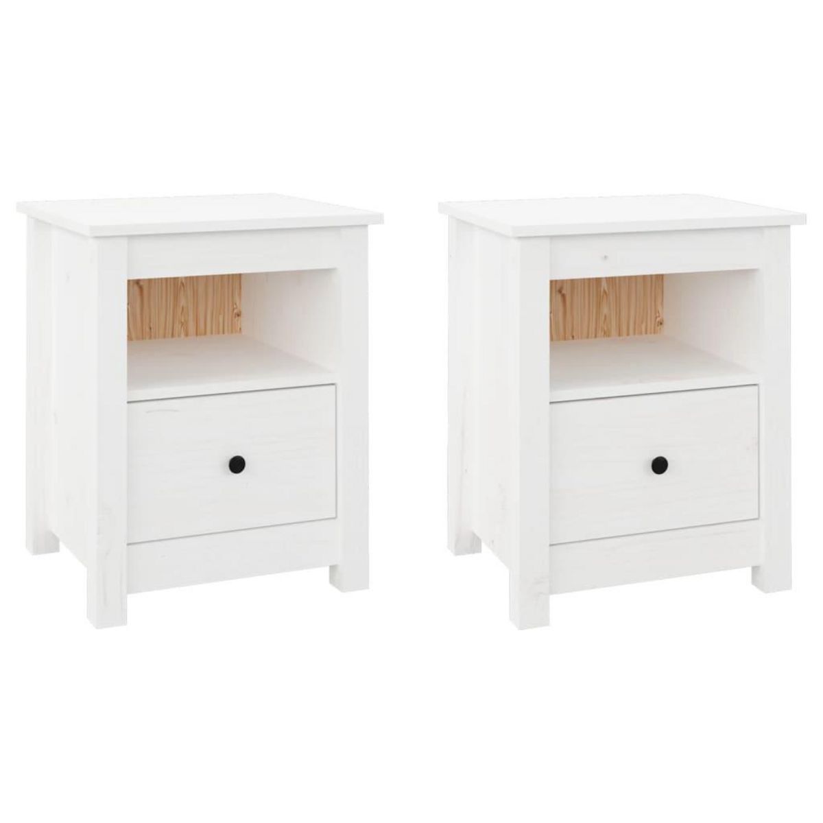 VIDAXL Tables de chevet 2 pcs Blanc 40x35x49 cm Bois de pin massif