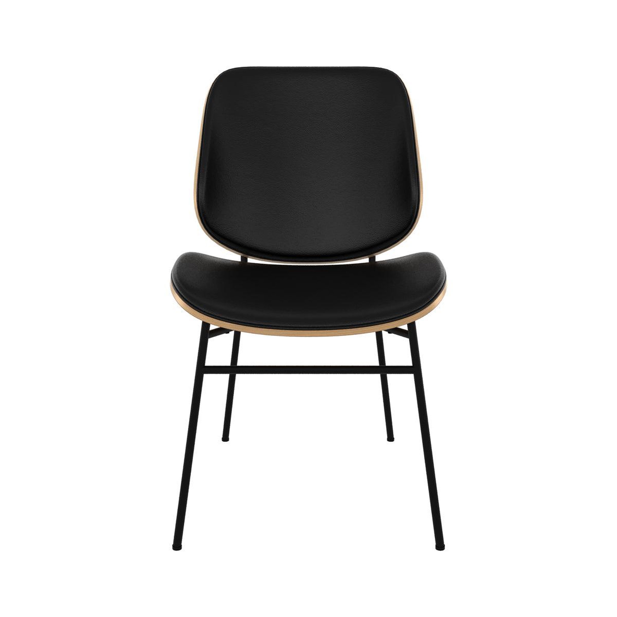Voir la diapositive 6 : MAISON PAVANE Chaise en bois foncé, pu noir et pieds en métal noir-hector