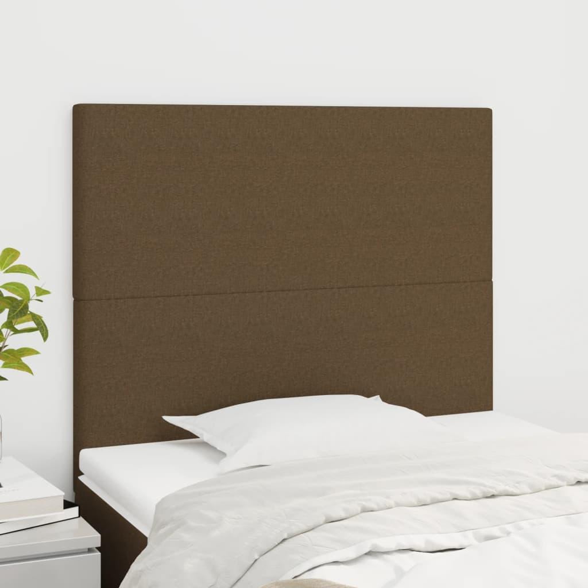 Voir la diapositive 1 : VIDAXL Tetes de lit 2 pcs Marron Fonce 100x5x78/88 cm Tissu