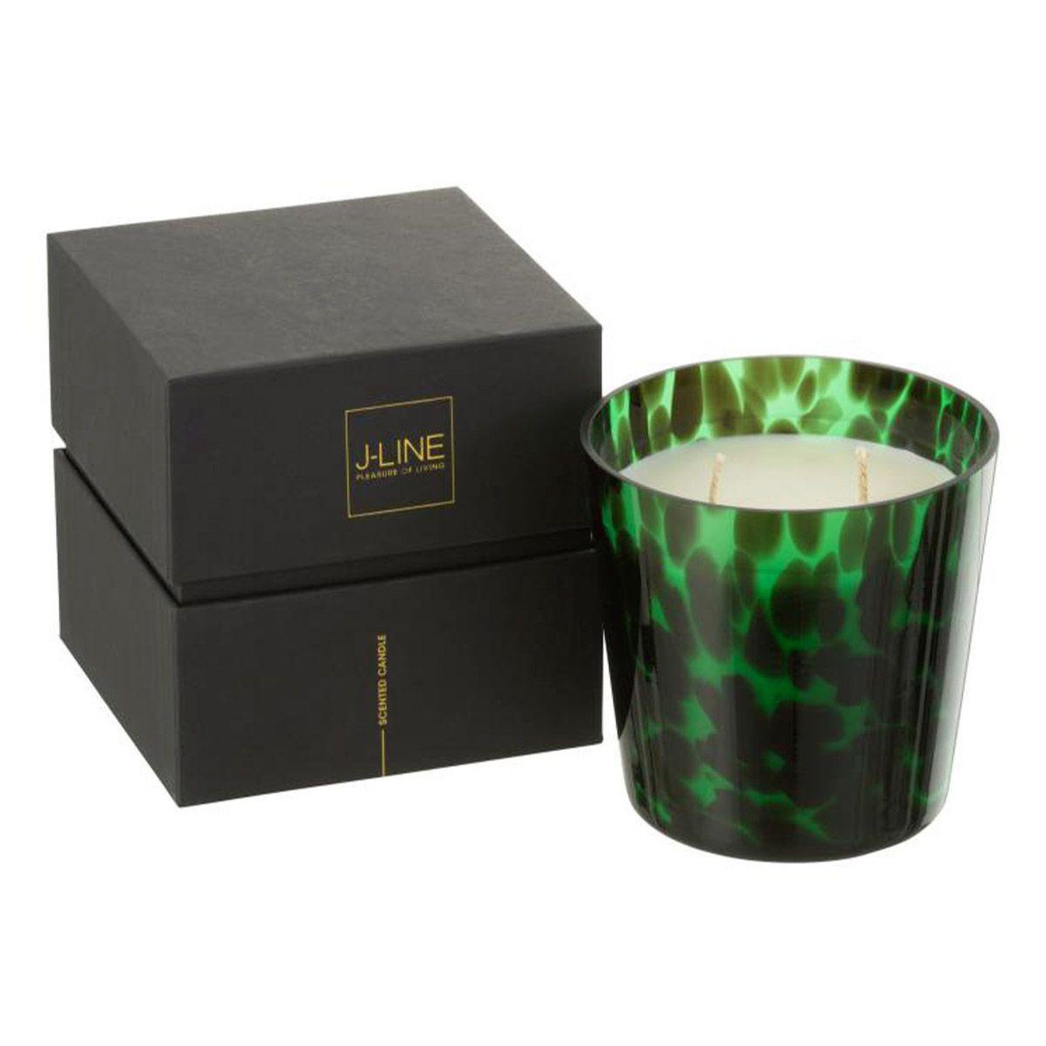 Voir la diapositive 2 : J-LINE Bougie parfumée  noa  12cm bois de santal vert