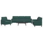 VIDAXL Ensemble de canapes 3 pcs avec coussins Vert fonce Velours