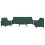Voir la diapositive 1 : VIDAXL Ensemble de canapes 3 pcs avec coussins Vert fonce Velours