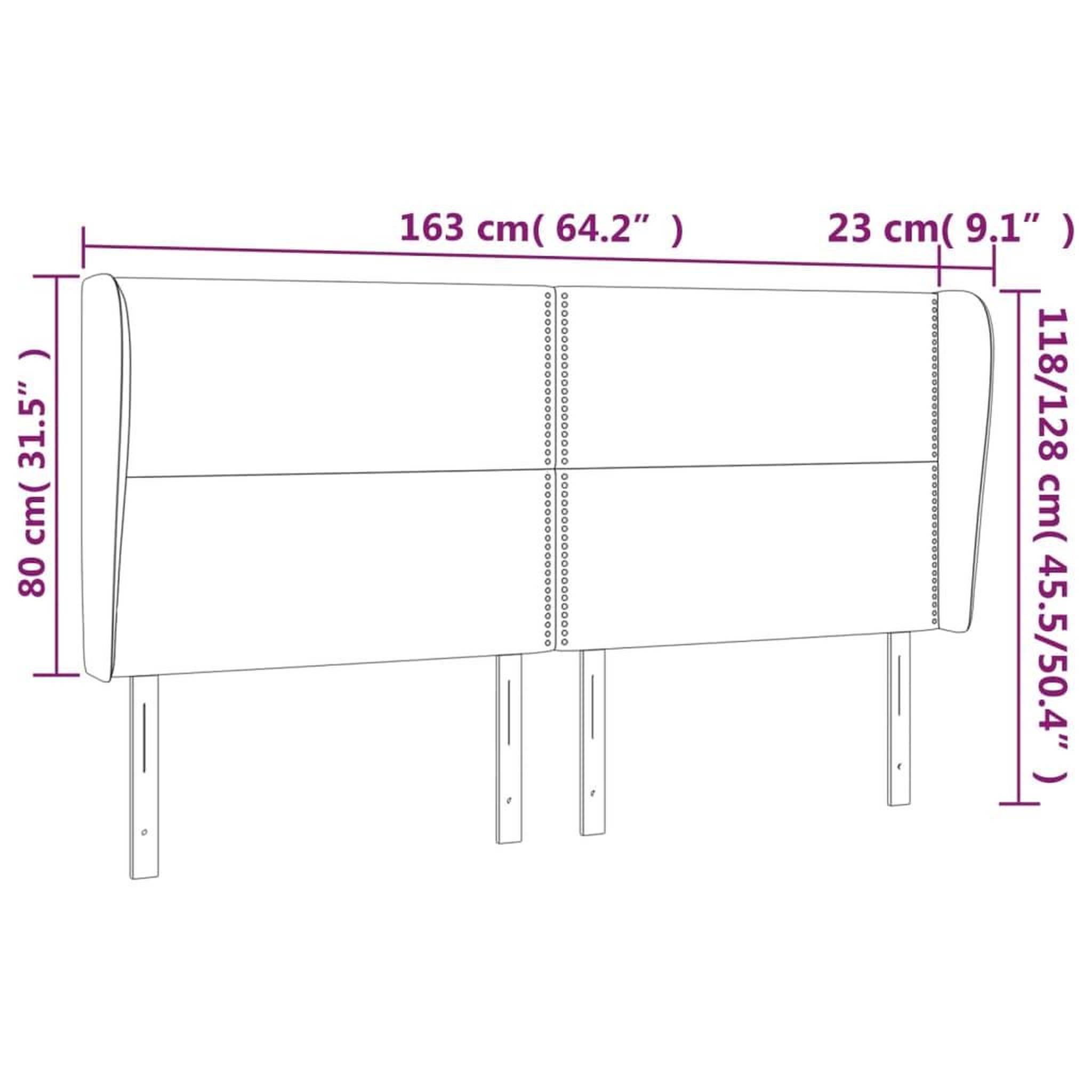 Voir la diapositive 6 : VIDAXL Tete de lit avec oreilles Noir 163x23x118/128 cm Similicuir