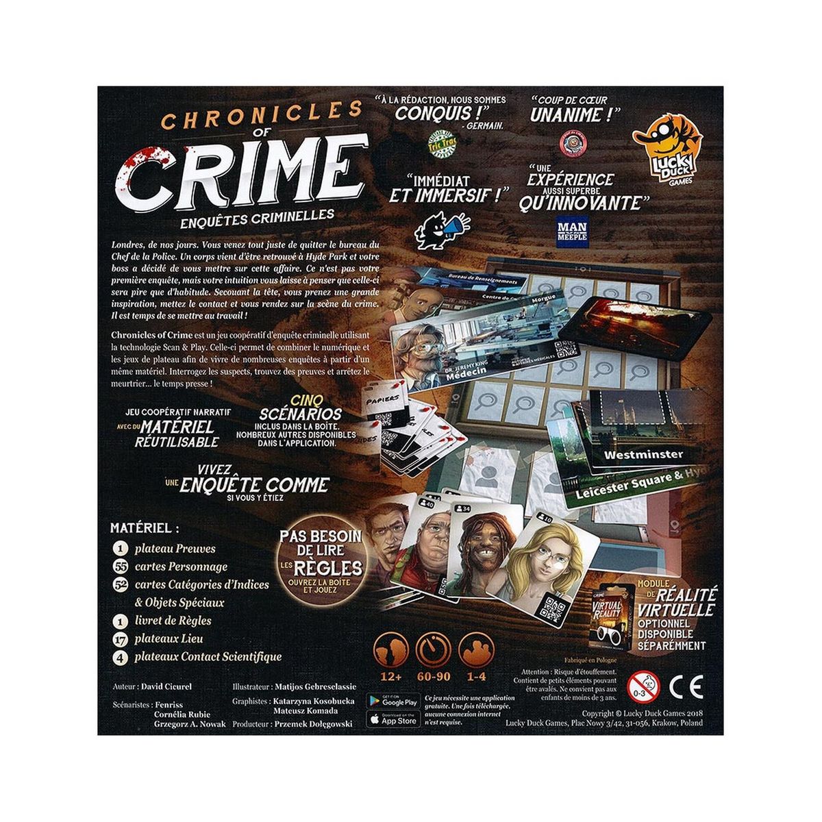 Abysse corp Jeu de Plateau Chronicles Of Crime Enquêtes Criminelles