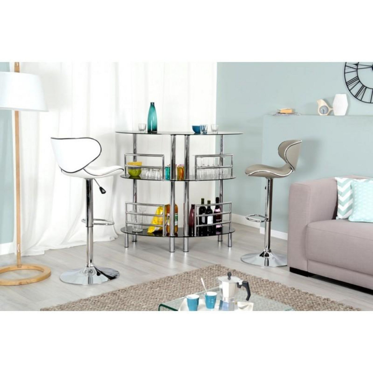 Paris Prix Meuble de Bar en Verre  Serva  120cm Noir